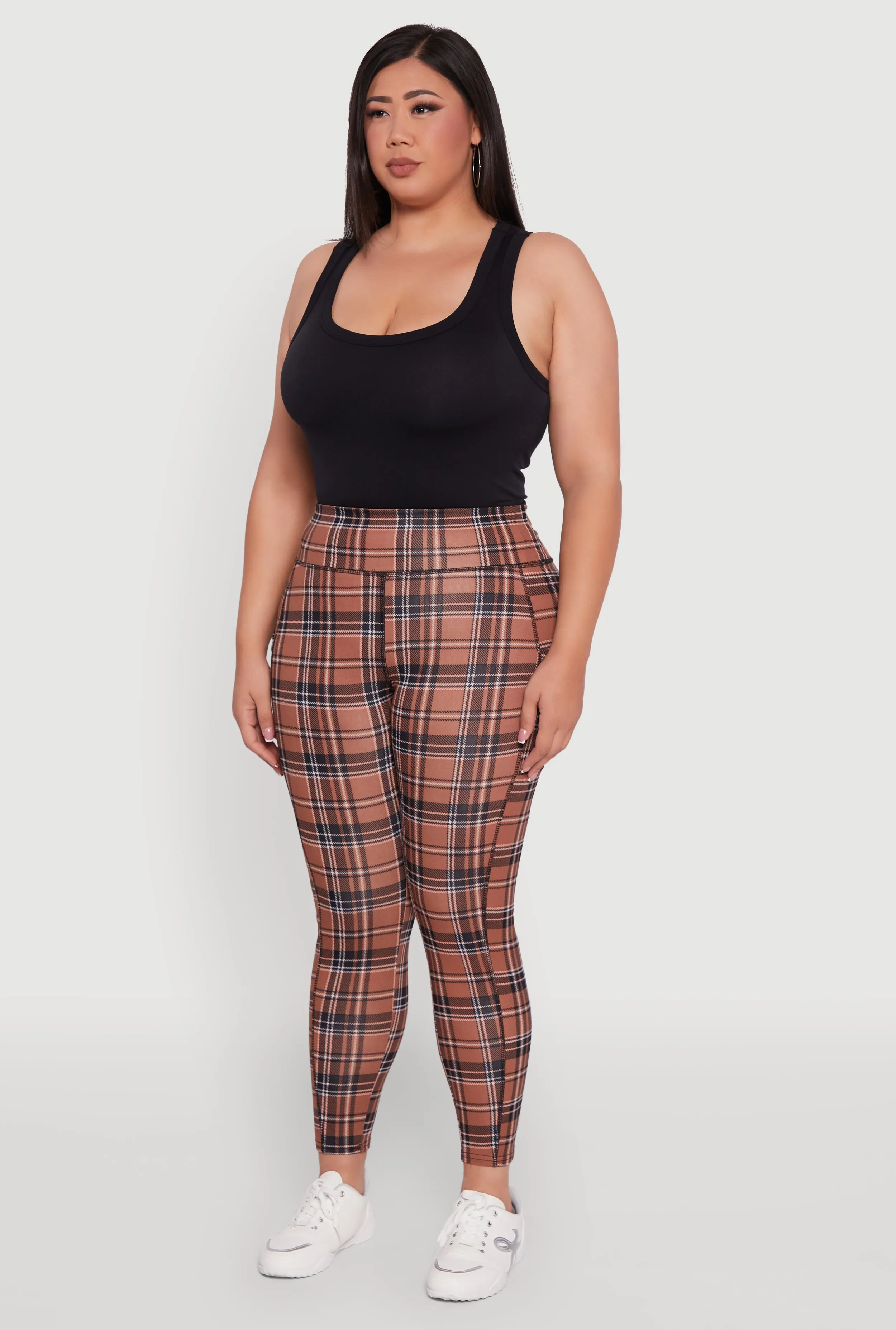 Plus Size High Waisted Cell Phone Pocket Plaid Leggings sold by Rainbow product image thumbnail 3