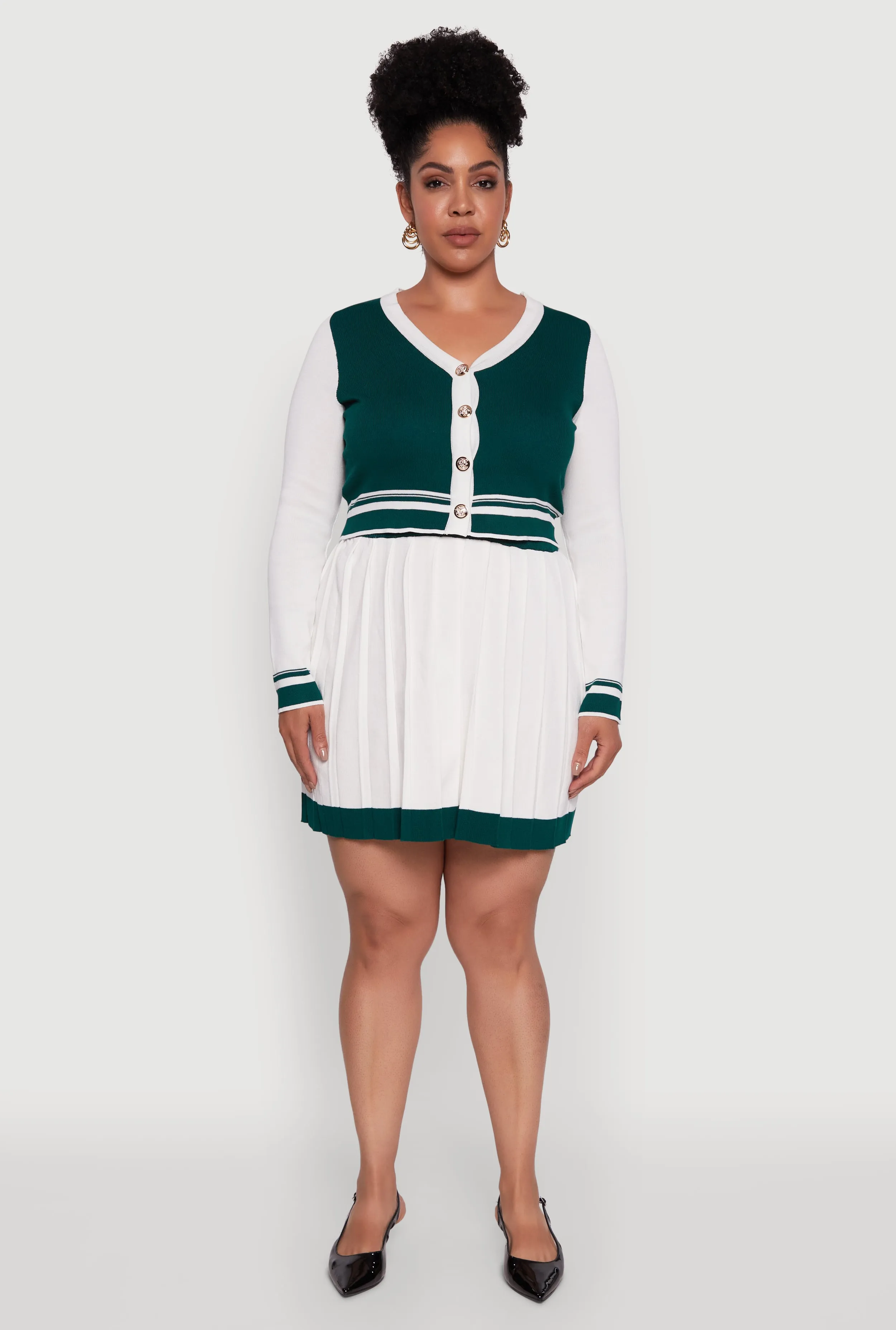 Plus Size Color Blocked Crop Cardigan sold by Rainbow product image thumbnail 3