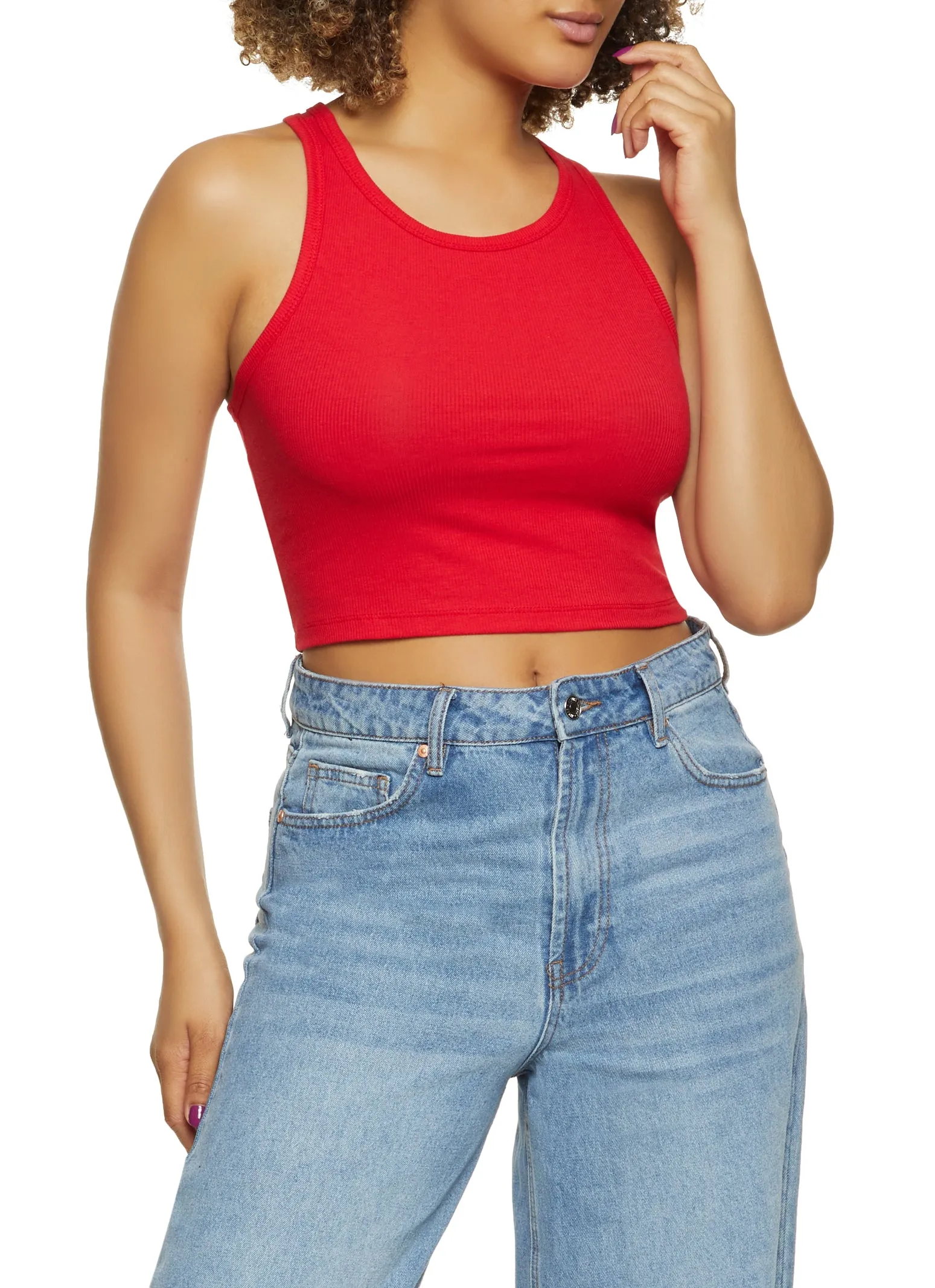 Ribbed Racerback Cropped Tank Top sold by Rainbow product image thumbnail 5