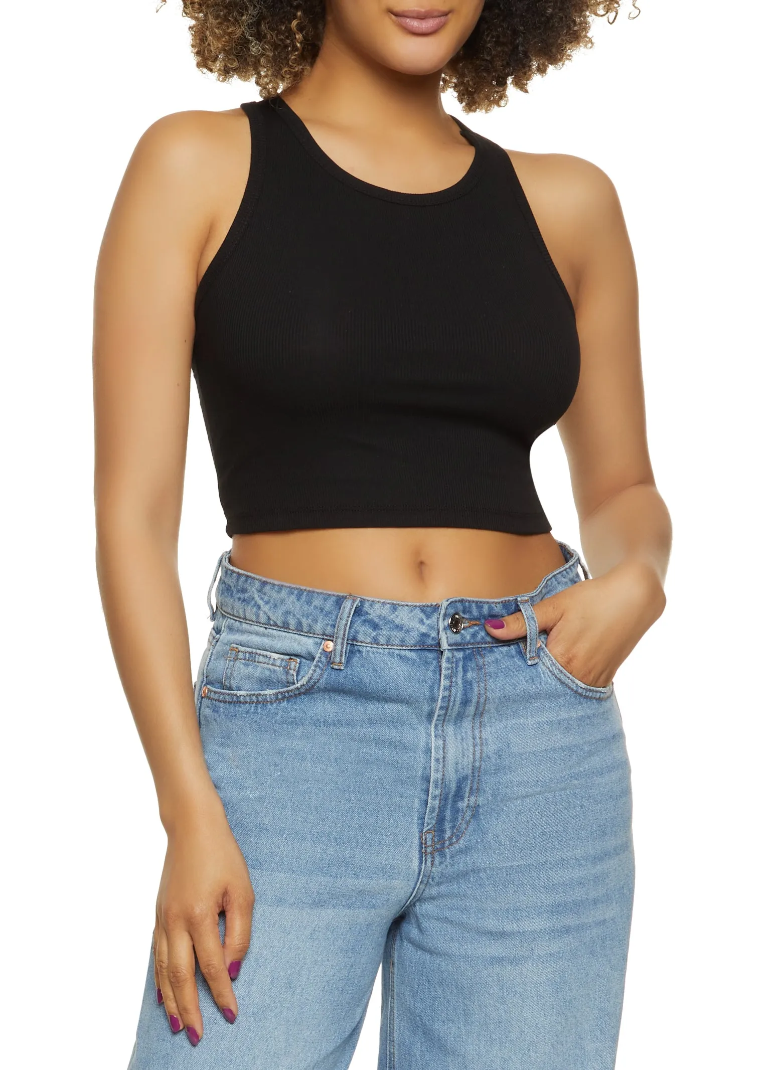 Ribbed Racerback Cropped Tank Top sold by Rainbow