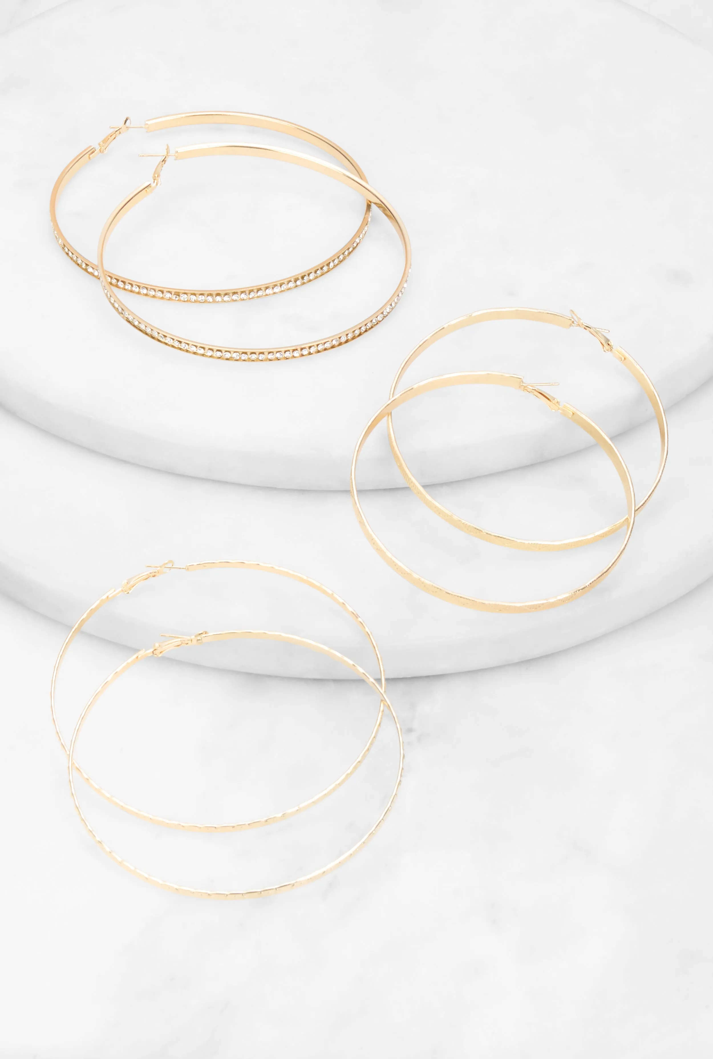 Jumbo Rhinestone Hoop Earring Trio sold by Rainbow product image thumbnail 2