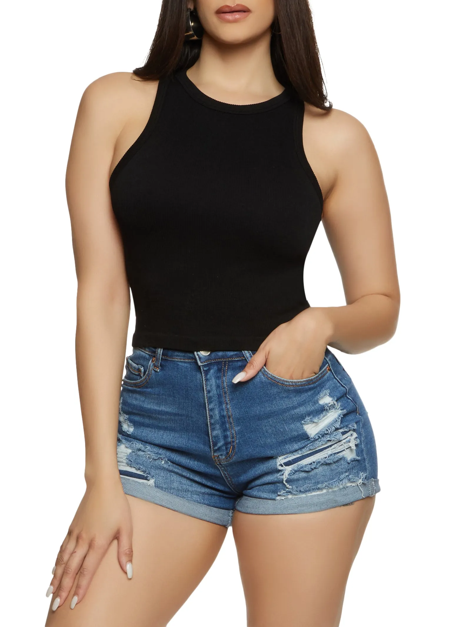 Seamless Ribbed Racerback Tank Top sold by Rainbow