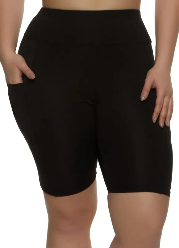 Plus Size Basic Pocket Biker Shorts sold by Rainbow
