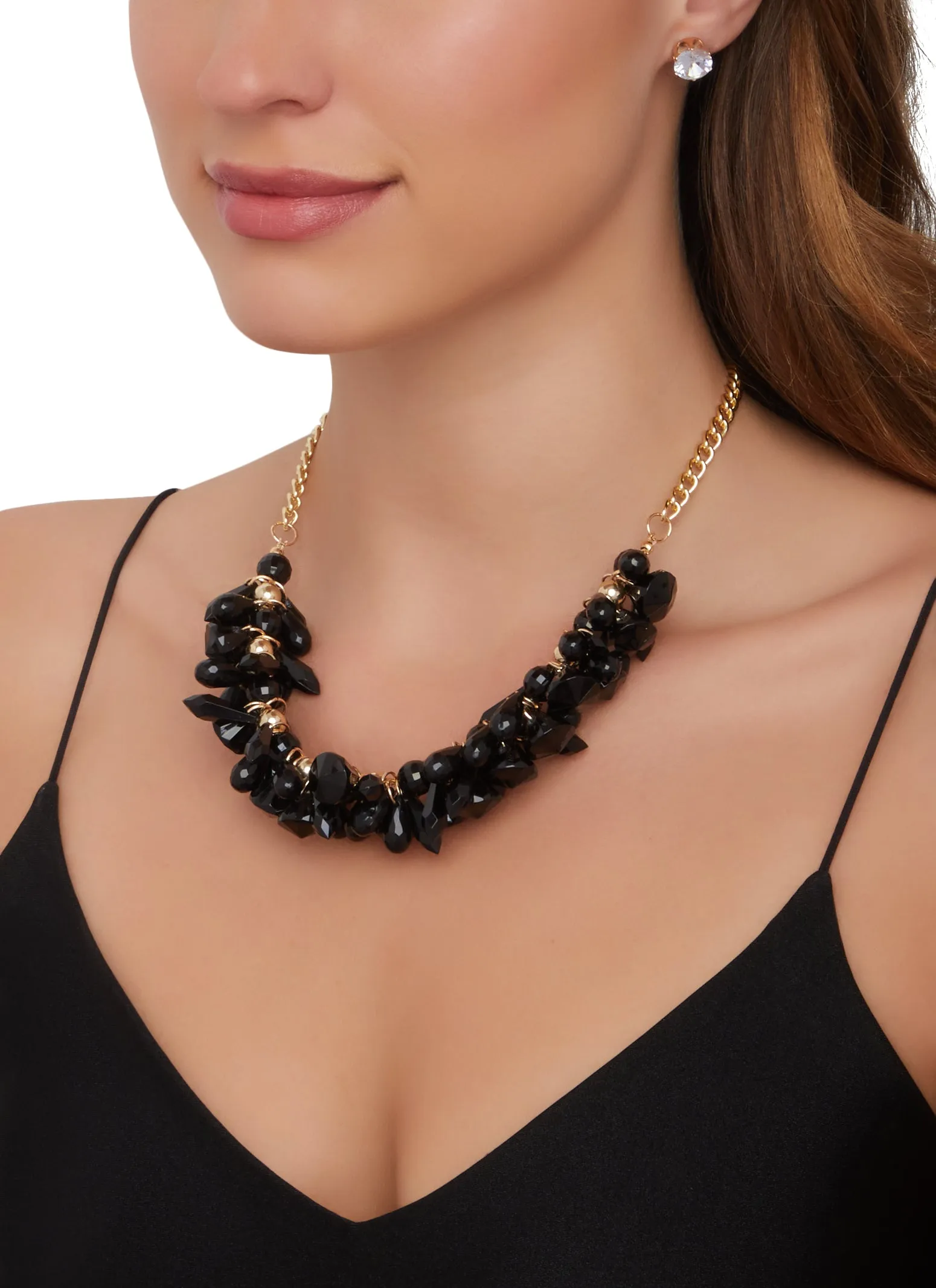 Crystal Teardrop Cluster Necklace and Stud Earrings sold by Rainbow