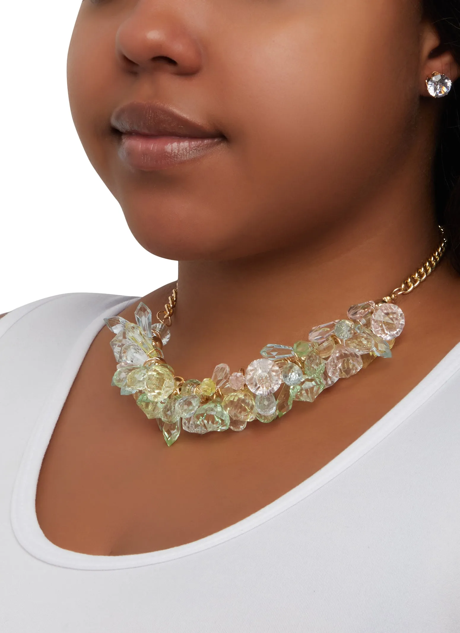 Crystal Teardrop Cluster Necklace and Stud Earrings sold by Rainbow product image thumbnail 5