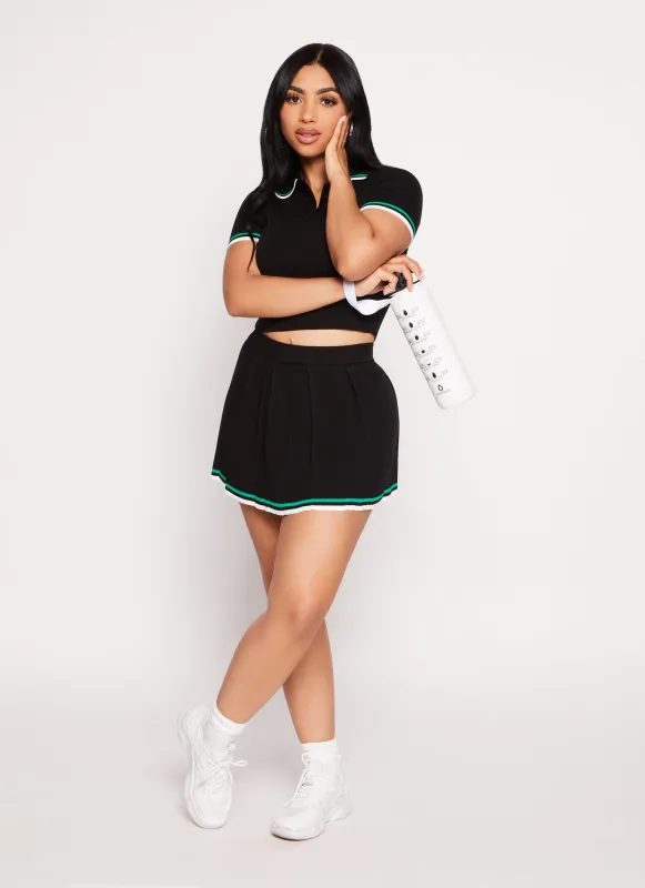 Daisy Knit Varsity Stripe Detail Pleated Skort sold by Rainbow