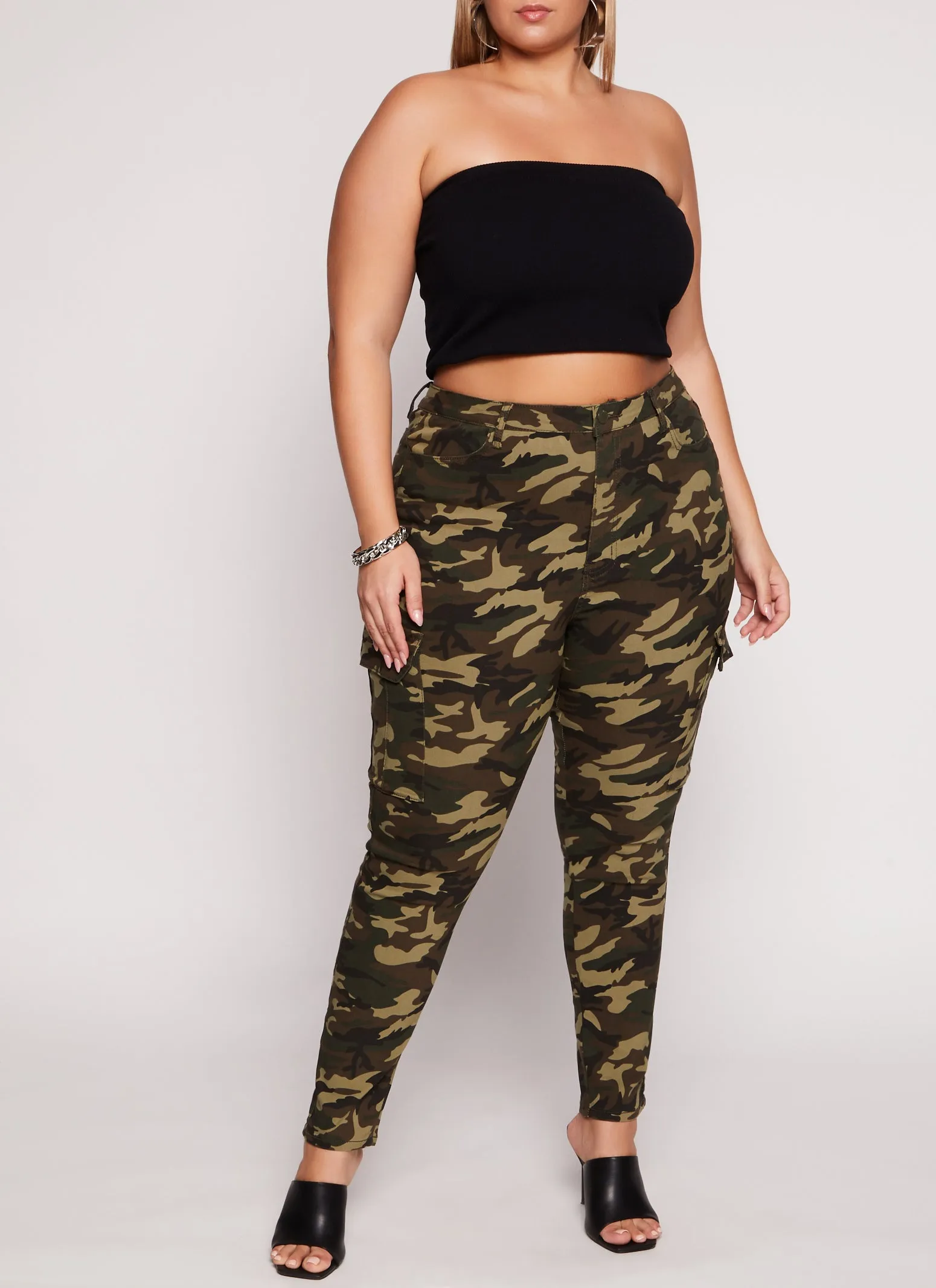 Plus Size Skinny Leg Camo Cargo Pants sold by Rainbow product image thumbnail 3