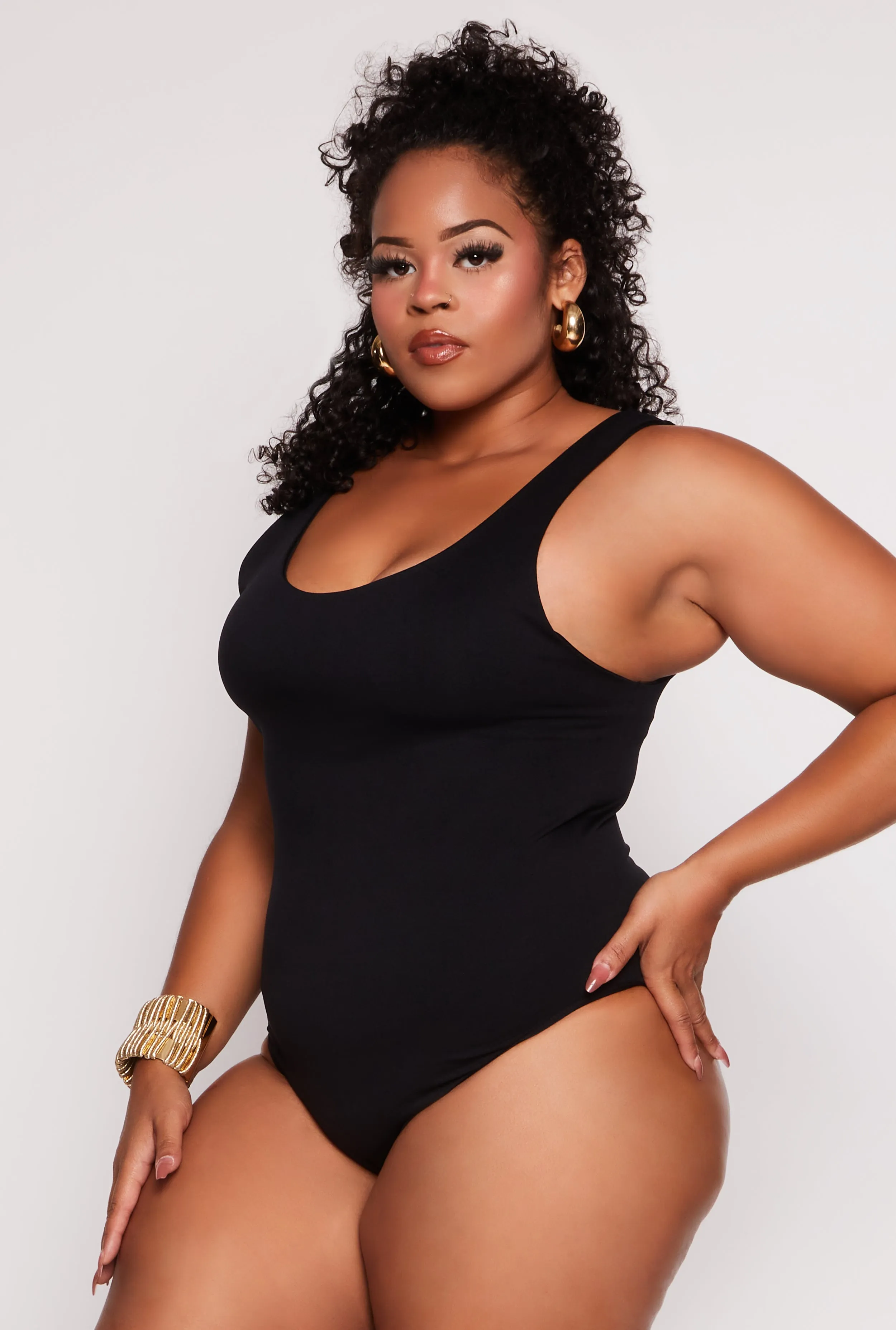 Plus Size Seamless Scoop Neck Tank Bodysuit sold by Rainbow