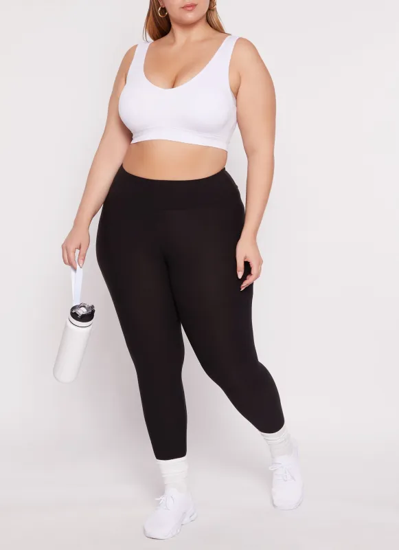 Plus Size High Waisted Basic Leggings sold by Rainbow