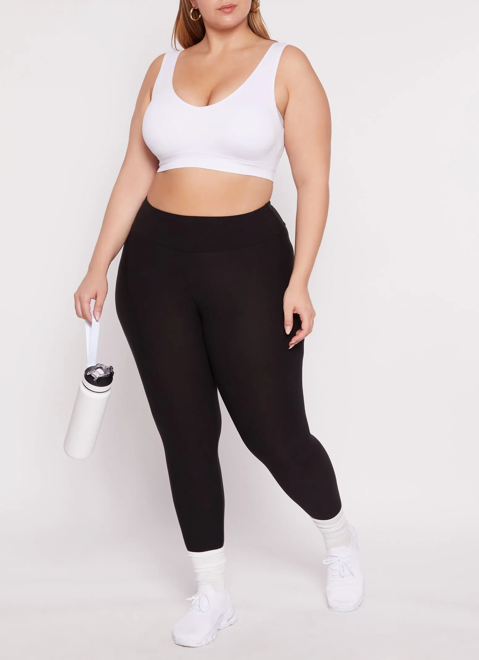 Plus Size High Waisted Basic Leggings sold by Rainbow