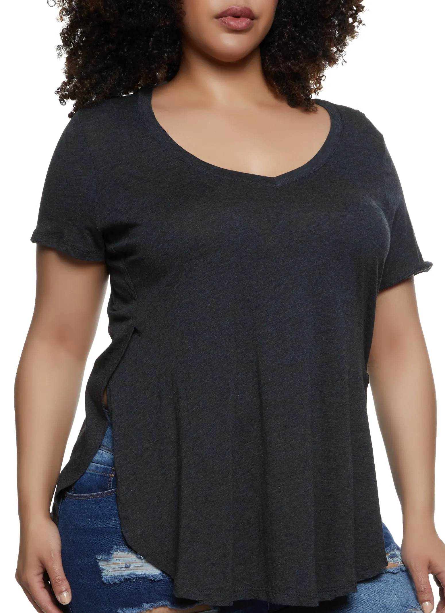 Plus Size Oversized High Low Tee sold by Rainbow product image thumbnail 3
