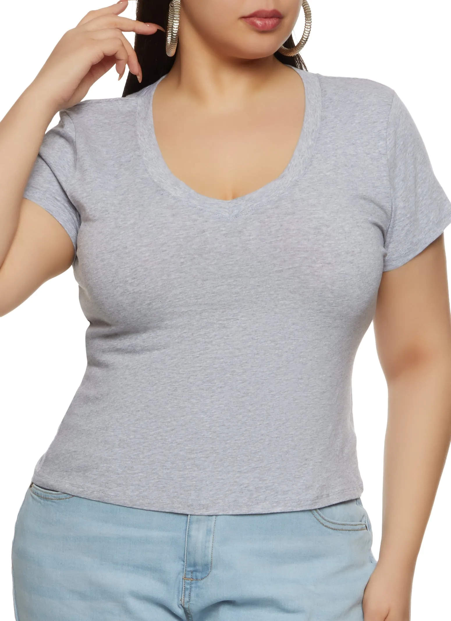 Plus Size V Neck Basic Tee sold by Rainbow product image thumbnail 2