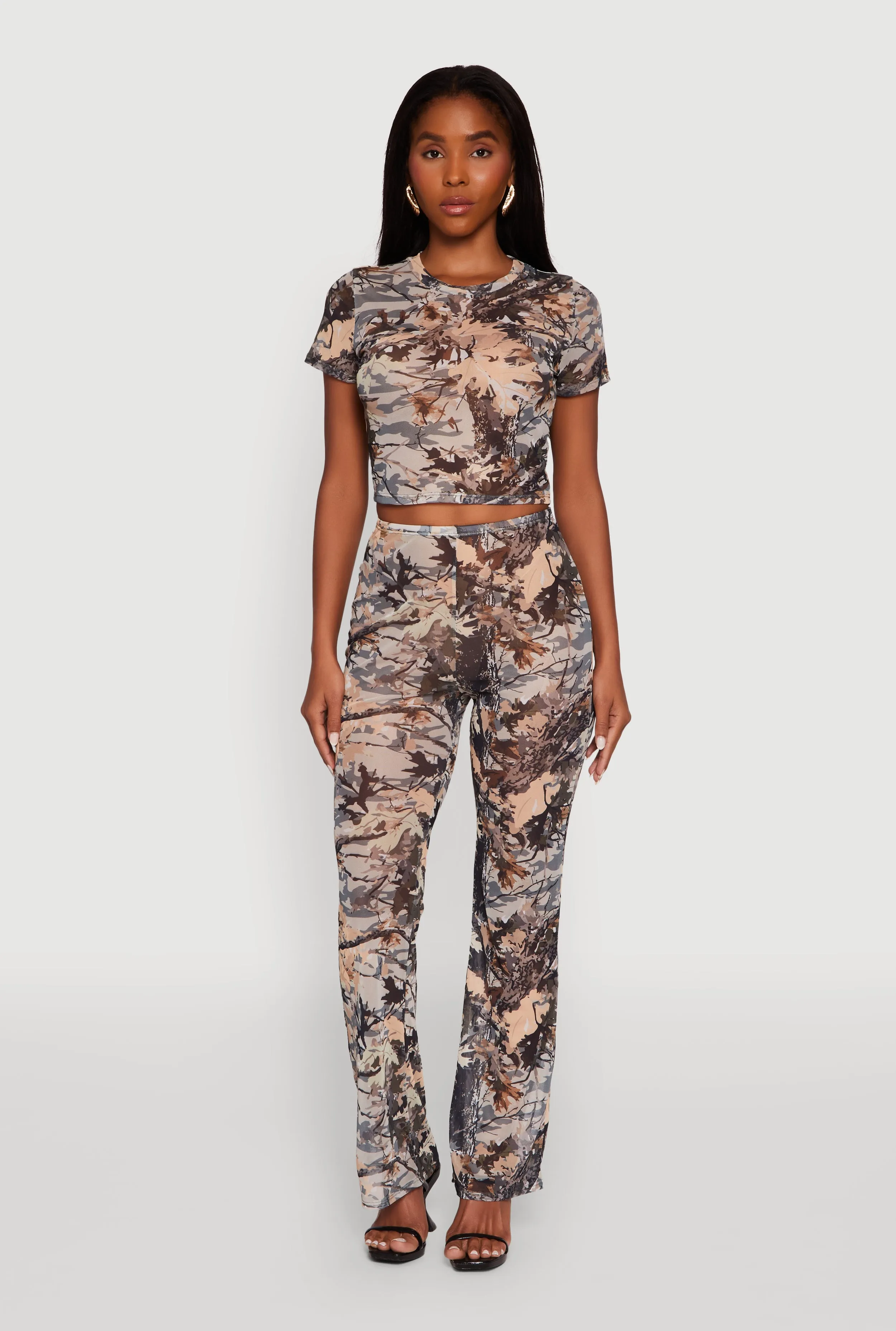 Camo Leaf Print Mesh Casual Pants sold by Rainbow
