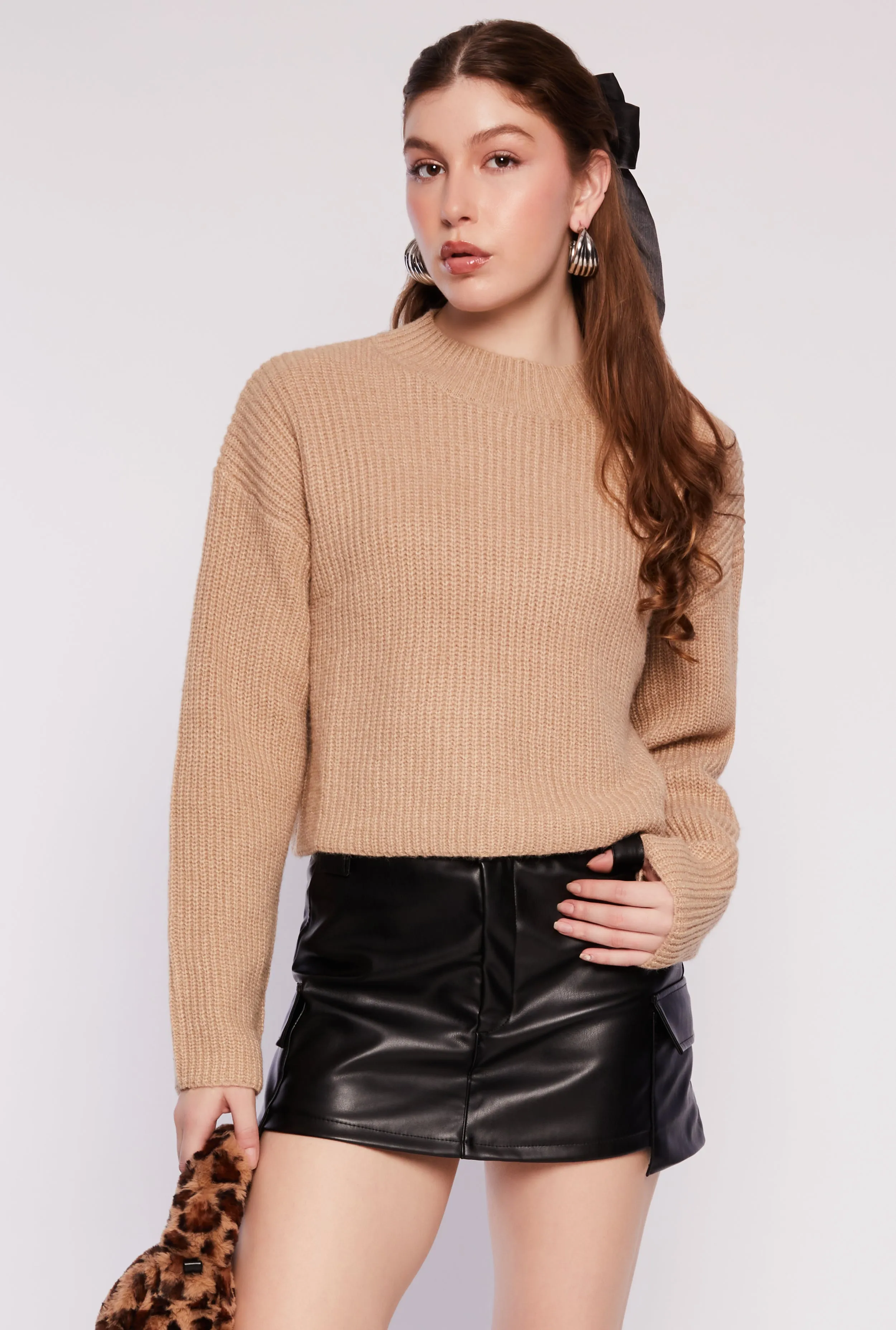 Ribbed Knit Mock Neck Pullover Sweater sold by Rainbow product image thumbnail 3