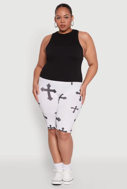 Plus Size Cross Graphic Biker Shorts sold by Rainbow
