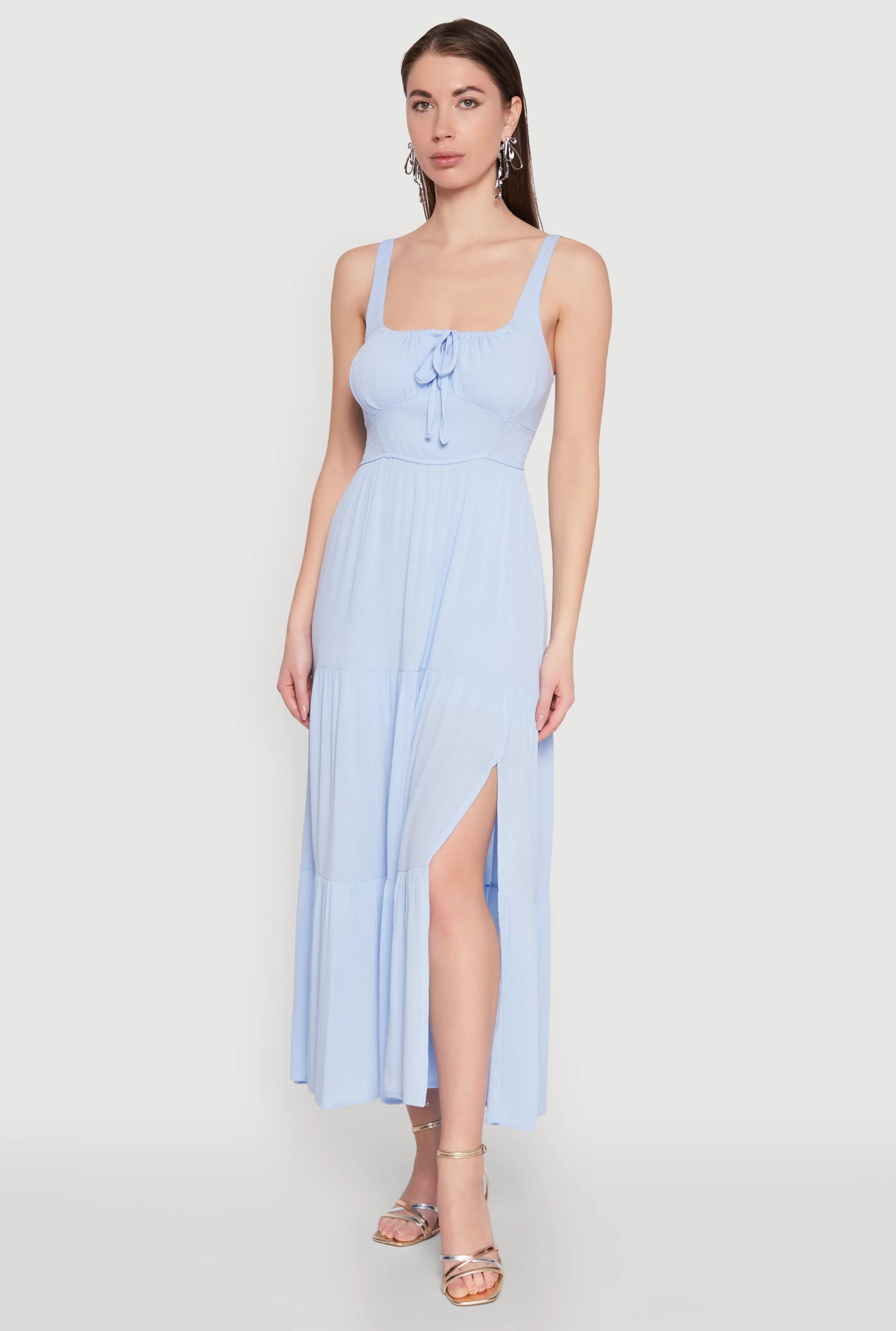 Empire Waist Tiered Side Slit Maxi Dress sold by Rainbow product image thumbnail 2