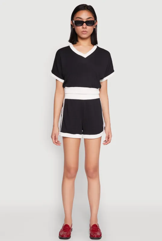 Contrast Trim Varsity Striped Shorts sold by Rainbow