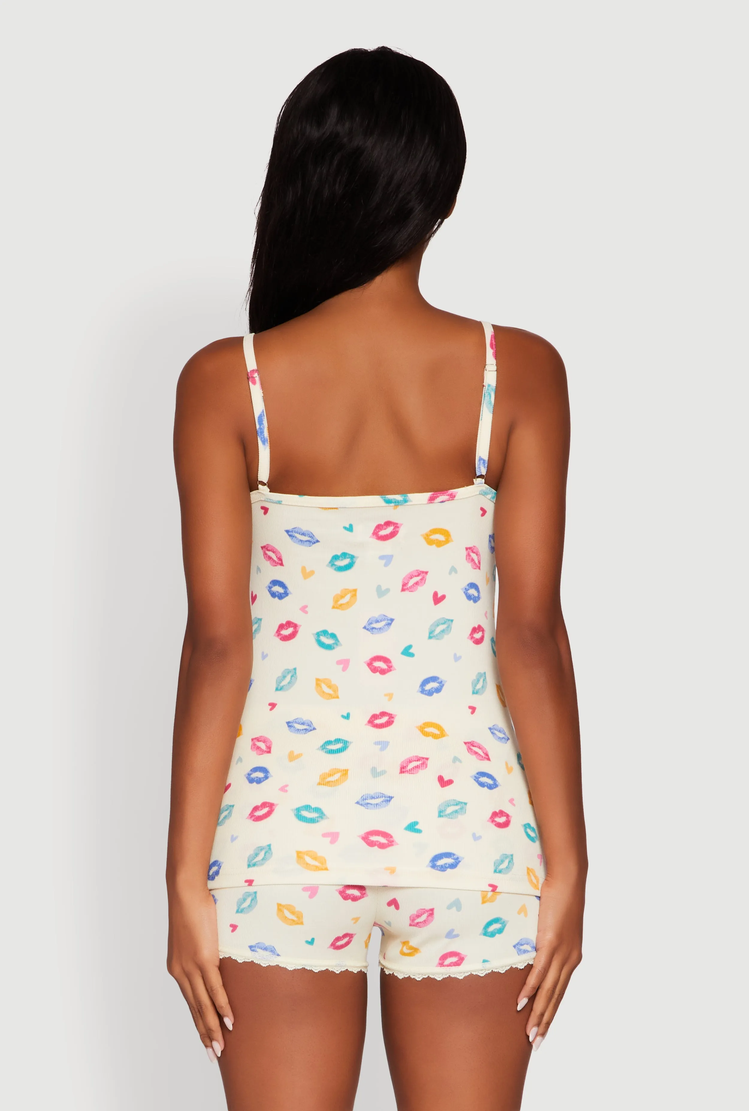 Heart Lip Print Pajama Cami and Shorts Set sold by Rainbow product image thumbnail 3