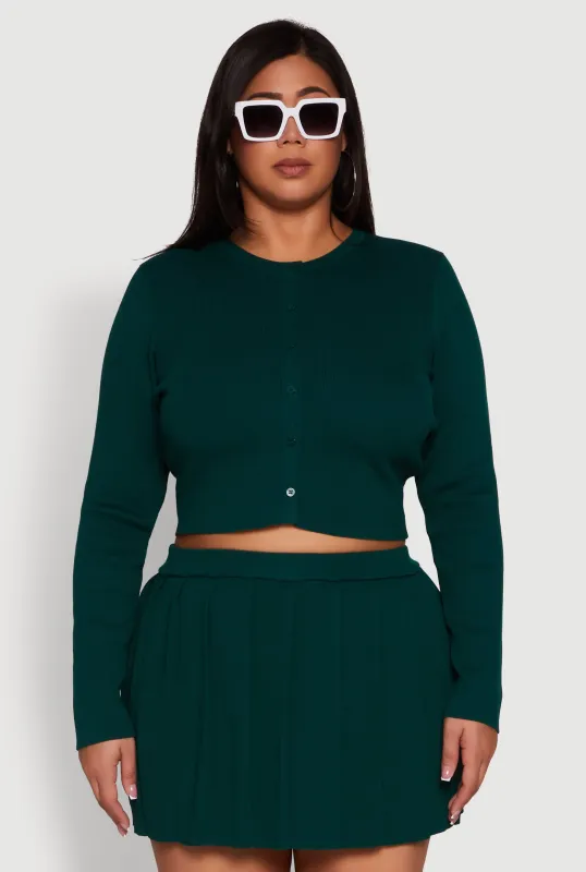 Plus Size Classic Fit Solid Button Front Cardigan sold by Rainbow