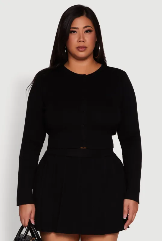 Plus Size Classic Fit Solid Button Front Cardigan sold by Rainbow
