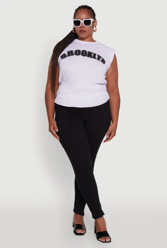 Plus Size Brooklyn Queen Smocked Waist Sleeveless Top sold by Rainbow