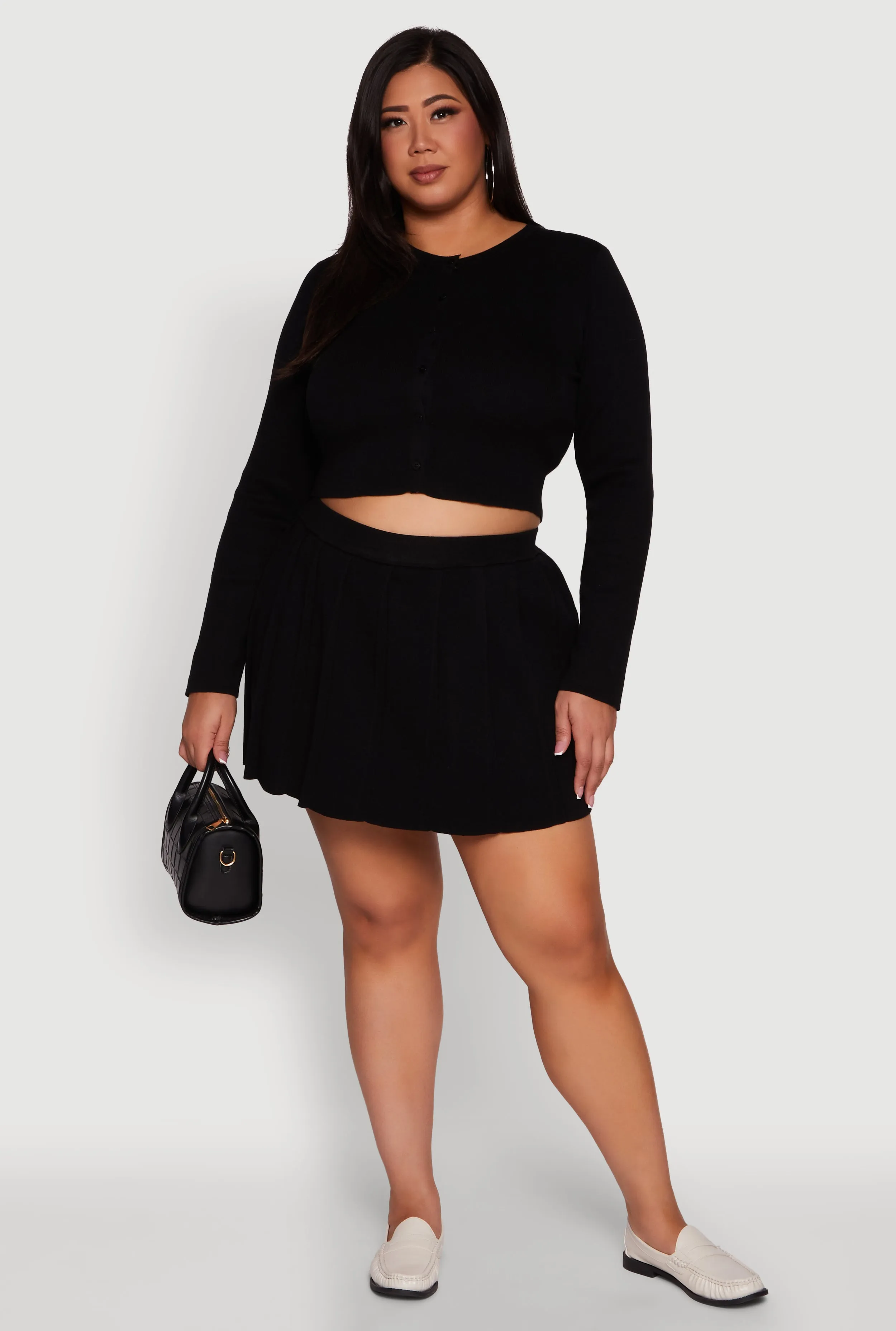 Plus Size High Waisted Solid Mini Pleated Skirt sold by Rainbow product image thumbnail 2