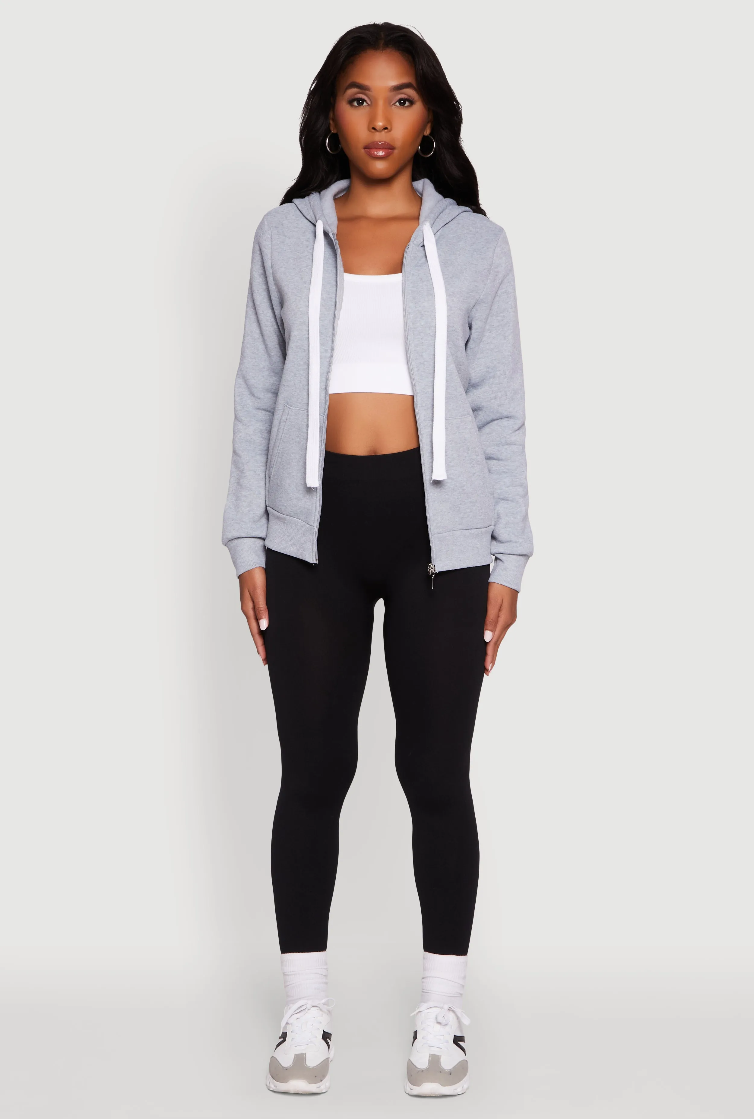 Zip Front Fleece Long Sleeve Hoodie sold by Rainbow product image thumbnail 3