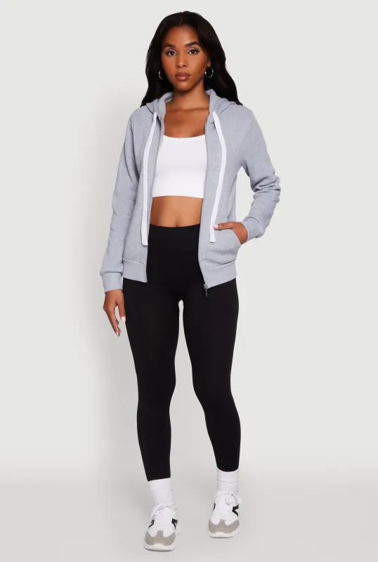 Zip Front Fleece Long Sleeve Hoodie sold by Rainbow