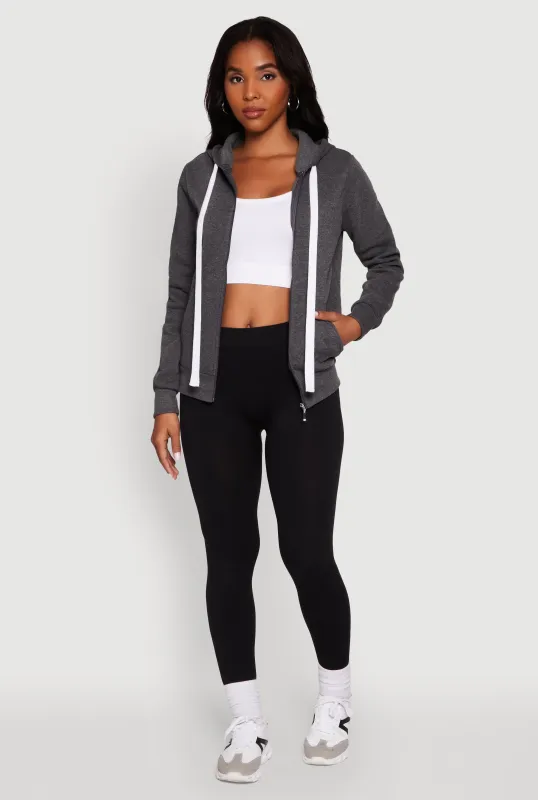 Zip Front Fleece Long Sleeve Hoodie sold by Rainbow