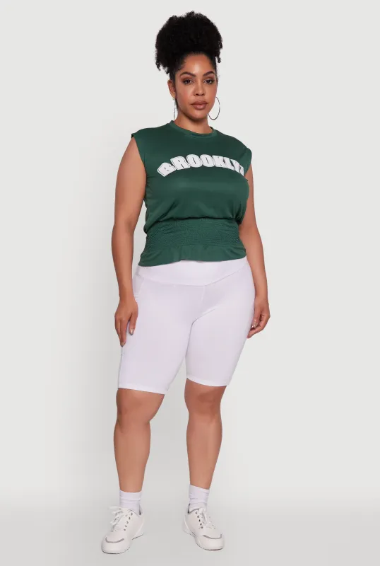 Plus Size Brooklyn Queen Smocked Waist Sleeveless Top sold by Rainbow