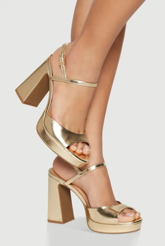 Open Toe Platform Block Heel Sandals sold by Rainbow