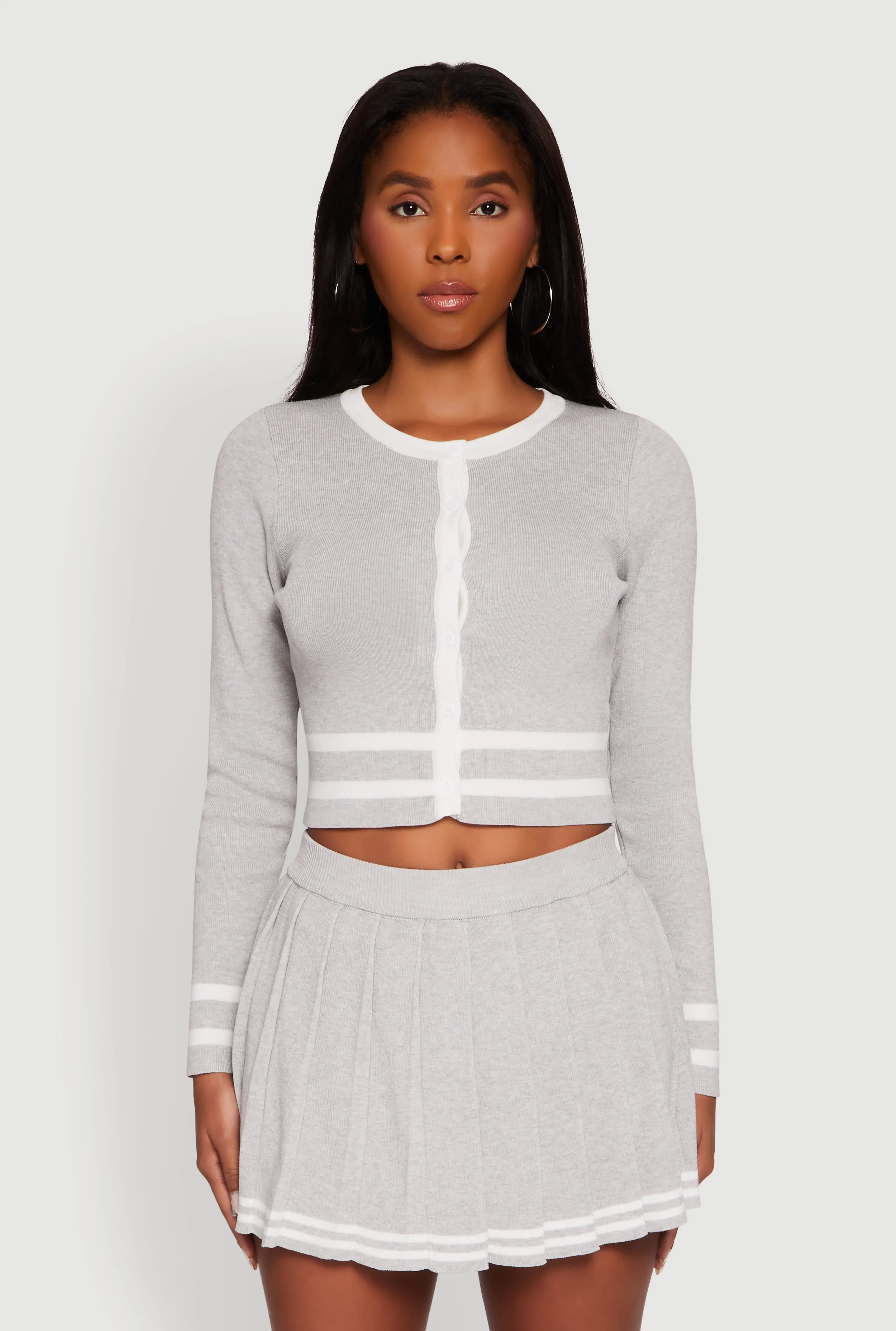 Daisy Button Front Contrast Trim Cardigan sold by Rainbow