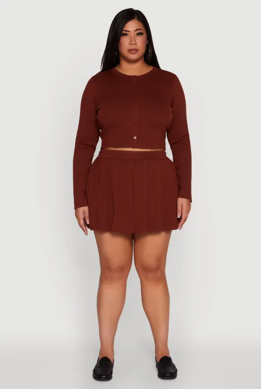 Plus Size High Waisted Solid Mini Pleated Skirt sold by Rainbow