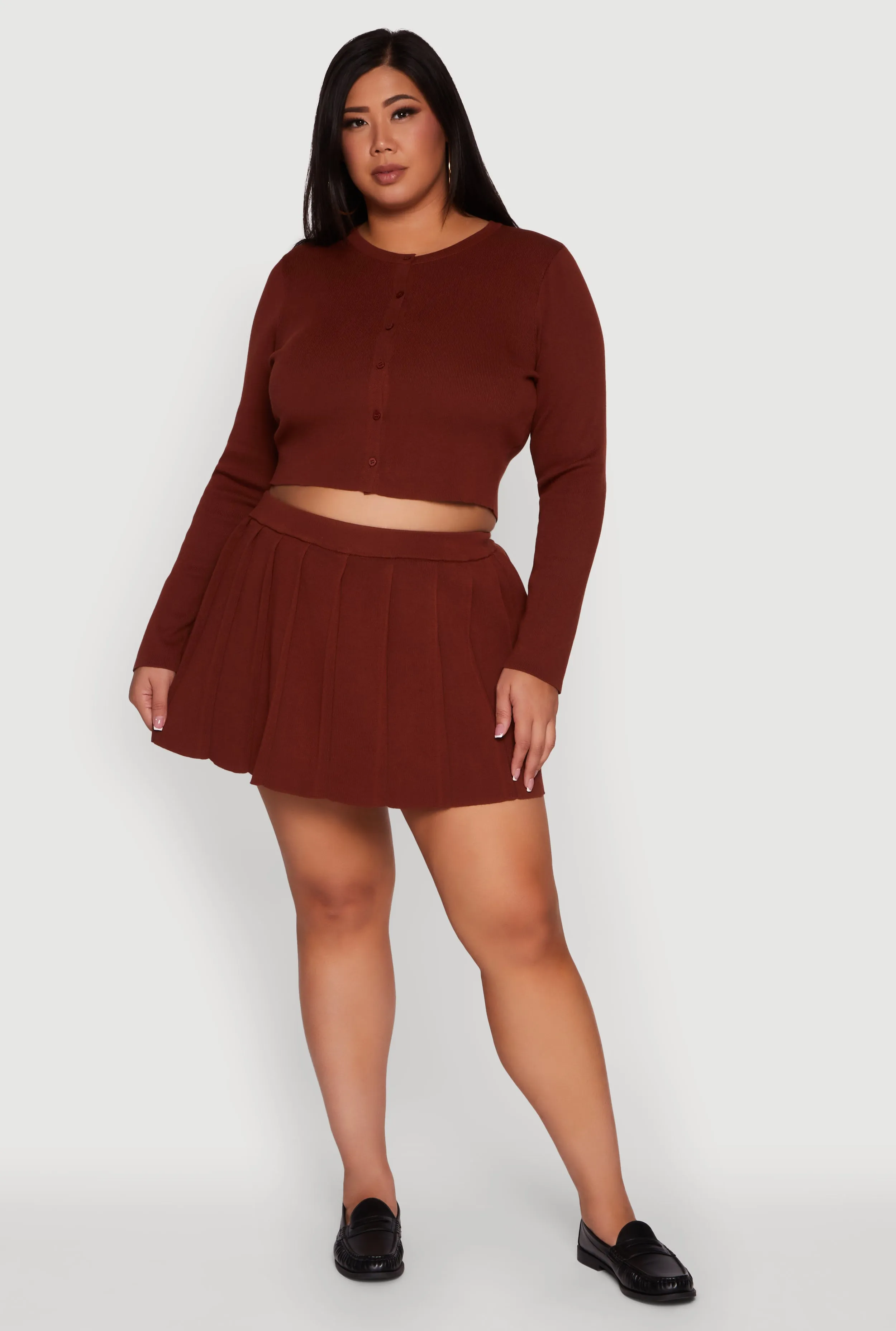 Plus Size High Waisted Solid Mini Pleated Skirt sold by Rainbow product image thumbnail 2