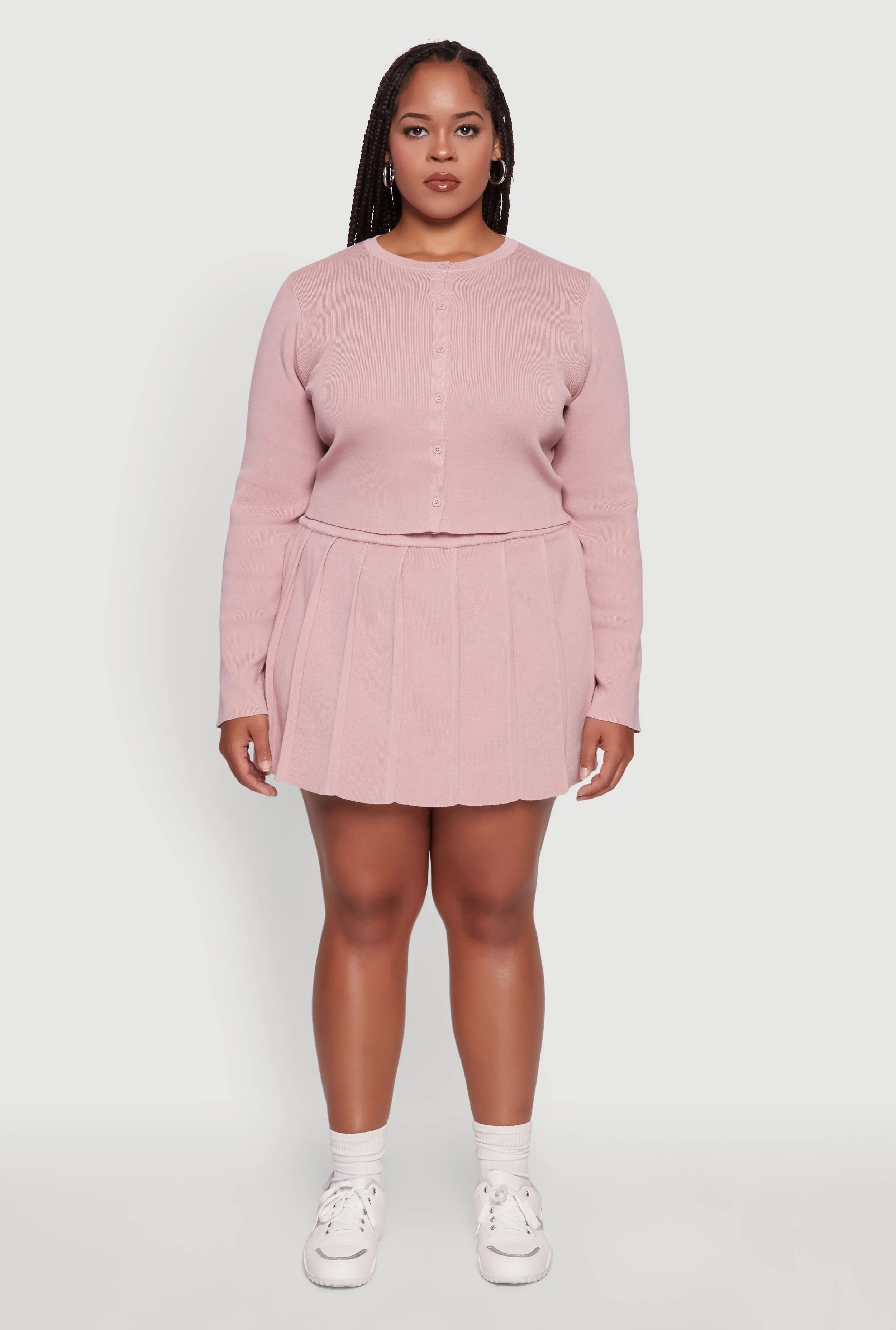 Plus Size High Waisted Solid Mini Pleated Skirt sold by Rainbow product image thumbnail 2