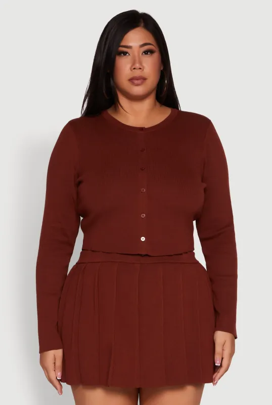 Plus Size Classic Fit Solid Button Front Cardigan sold by Rainbow