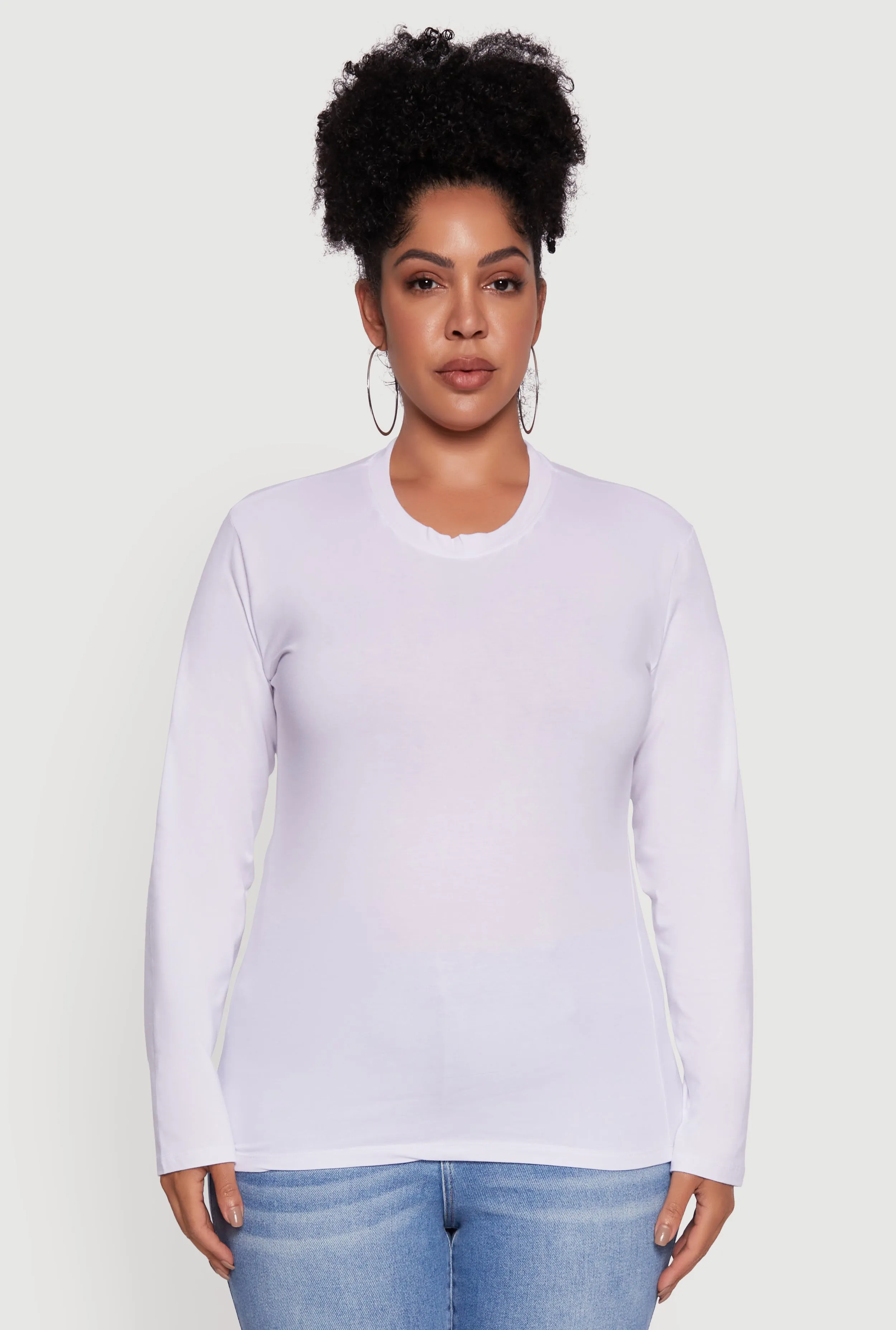 Plus Size Basic Long Sleeve Crew Neck T-Shirt sold by Rainbow product image thumbnail 2