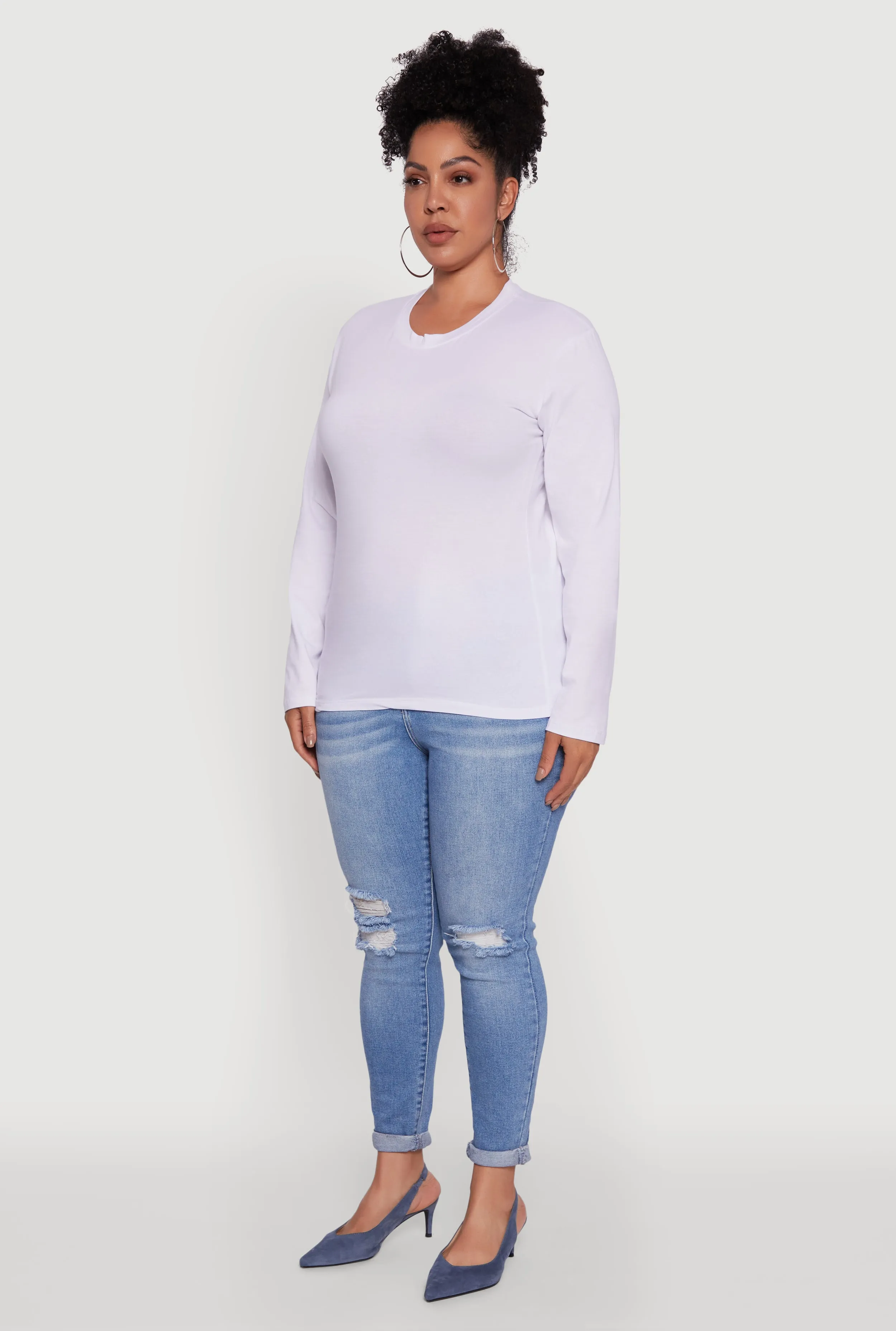Plus Size Basic Long Sleeve Crew Neck T-Shirt sold by Rainbow product image thumbnail 5