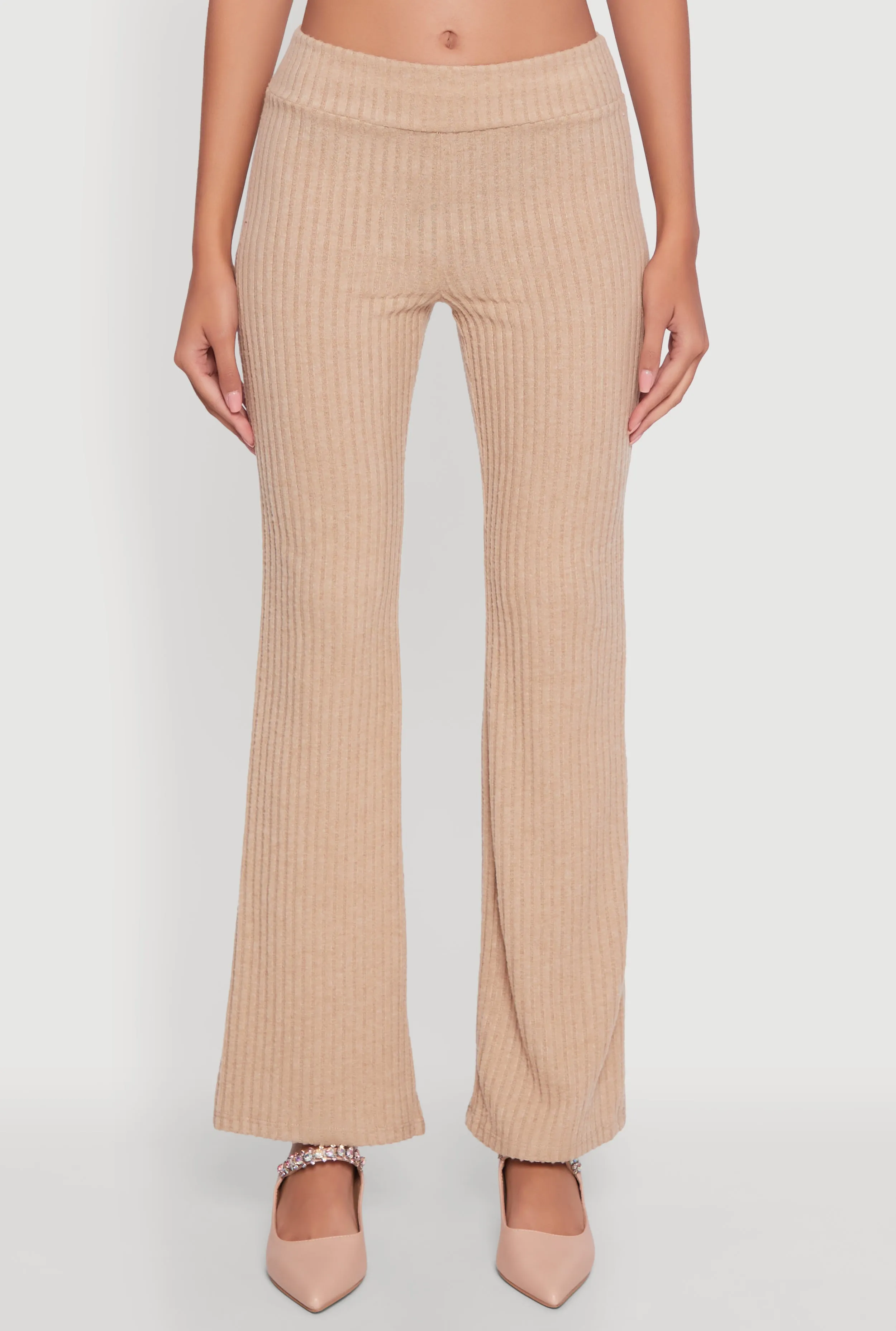 Ribbed Knit Solid Straight Leg Casual Pants sold by Rainbow product image thumbnail 3