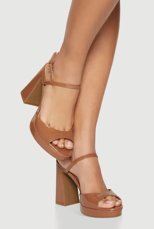 Open Toe Platform Block Heel Sandals sold by Rainbow