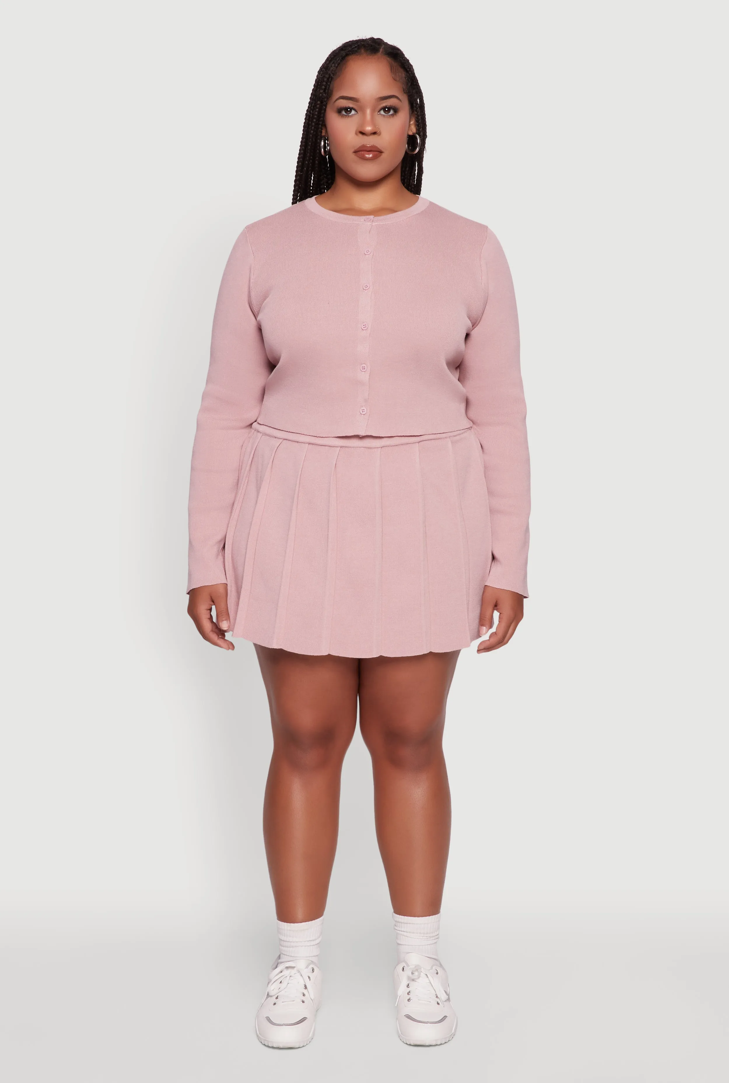 Plus Size Classic Fit Solid Button Front Cardigan sold by Rainbow product image thumbnail 2