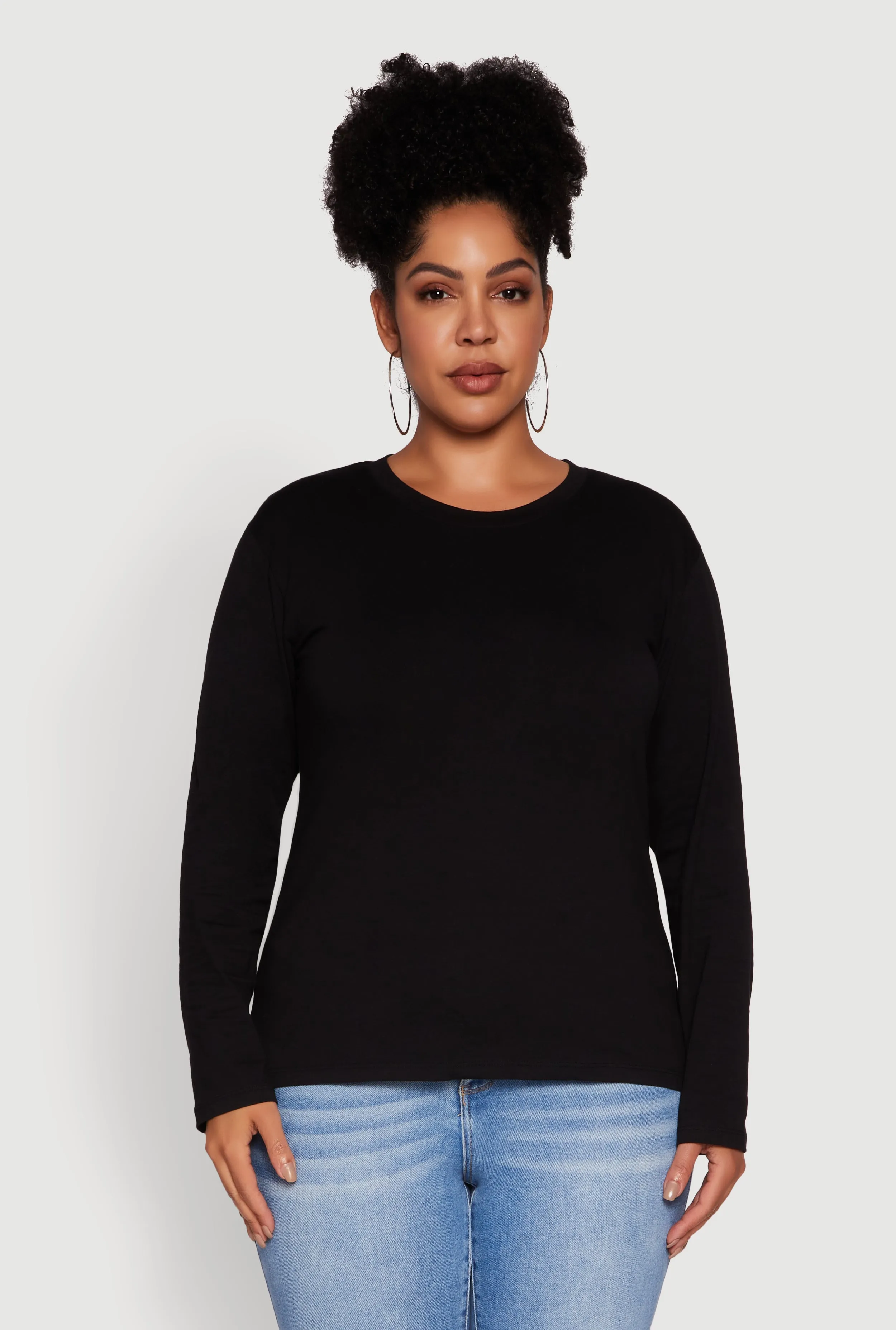 Plus Size Basic Long Sleeve Crew Neck T-Shirt sold by Rainbow product image thumbnail 2