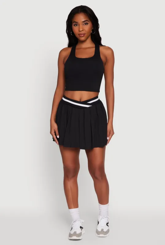 High Waisted Contrast Trim Mini Pleated Skort sold by Rainbow