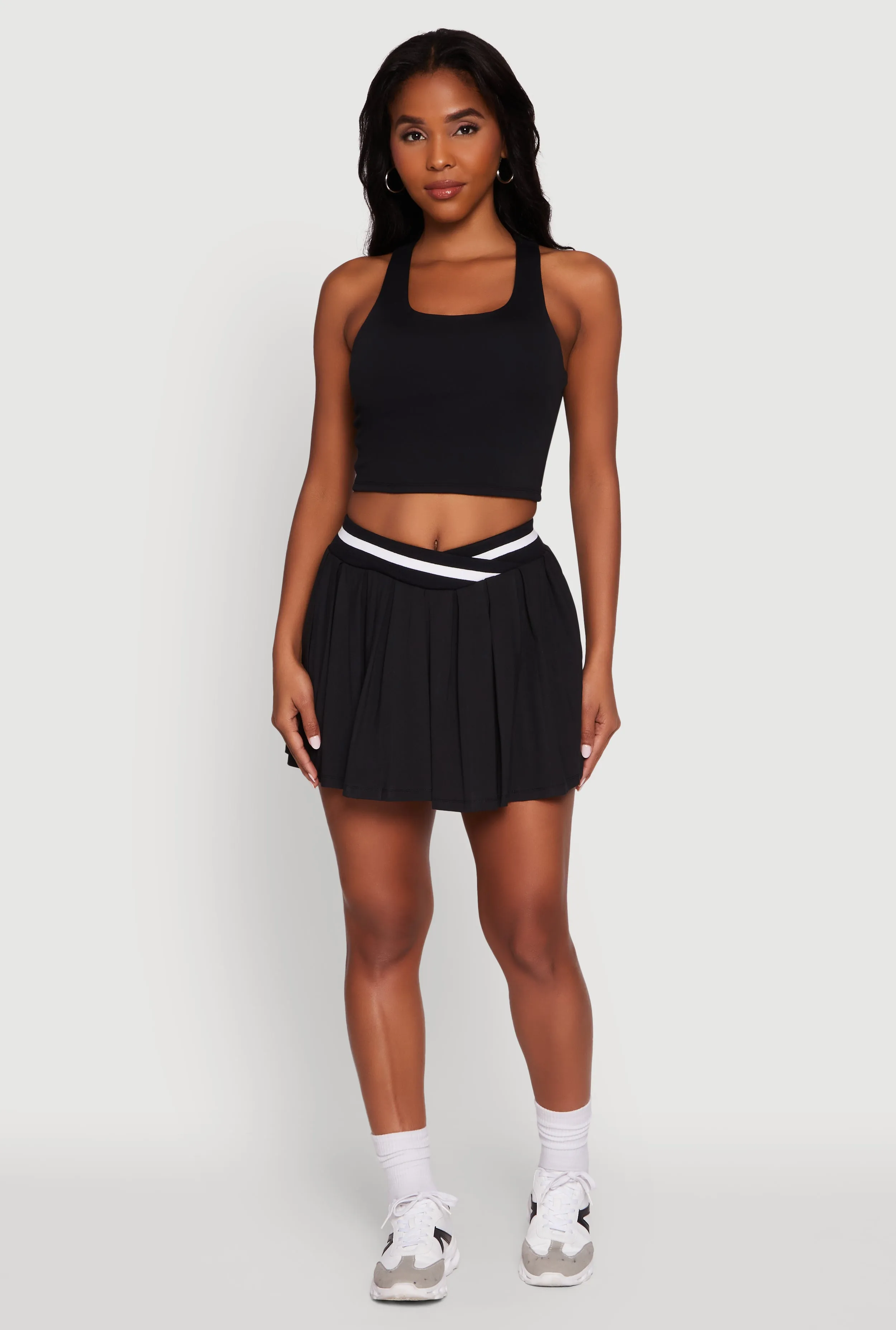 High Waisted Contrast Trim Mini Pleated Skort sold by Rainbow