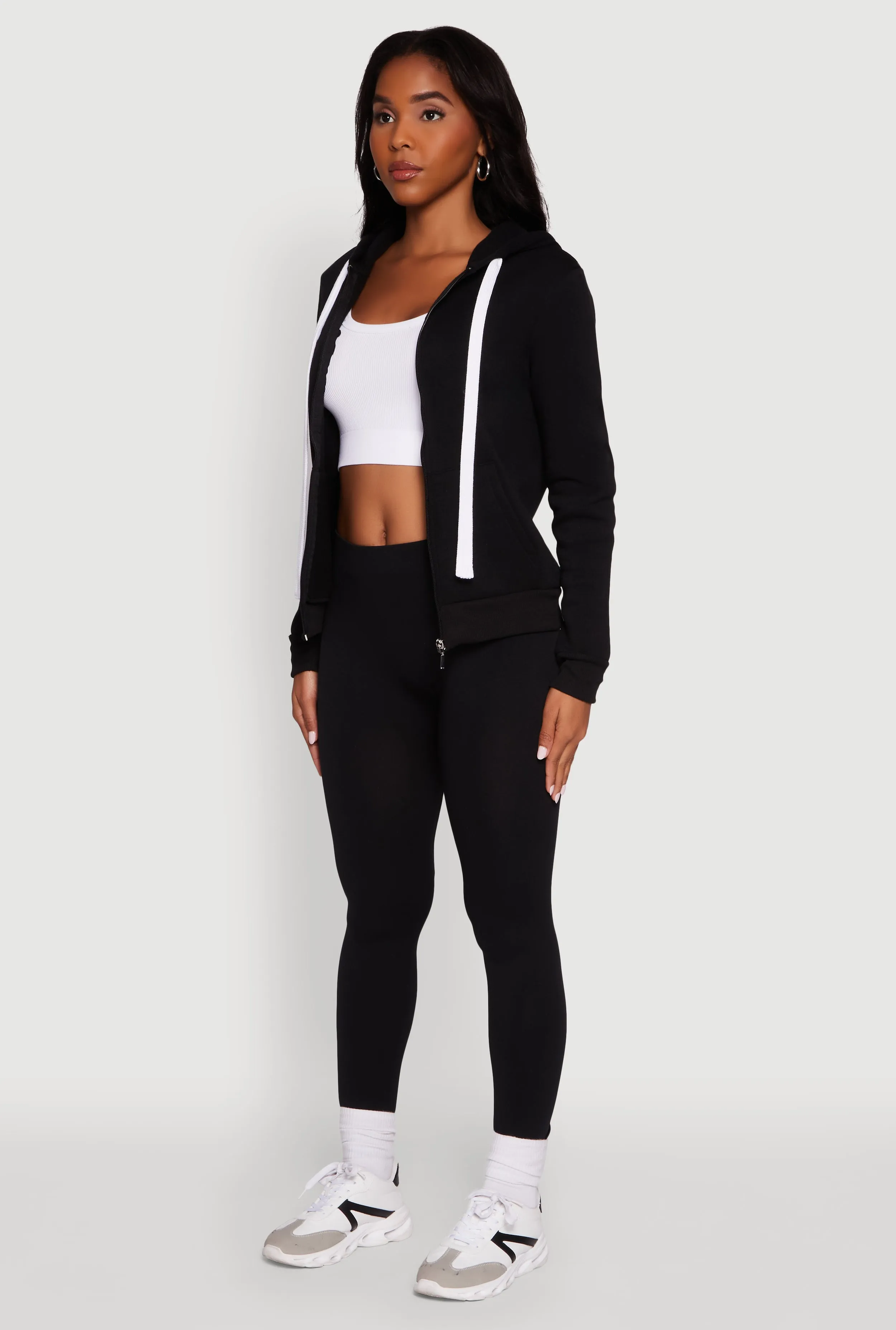 Zip Front Fleece Long Sleeve Hoodie sold by Rainbow product image thumbnail 5