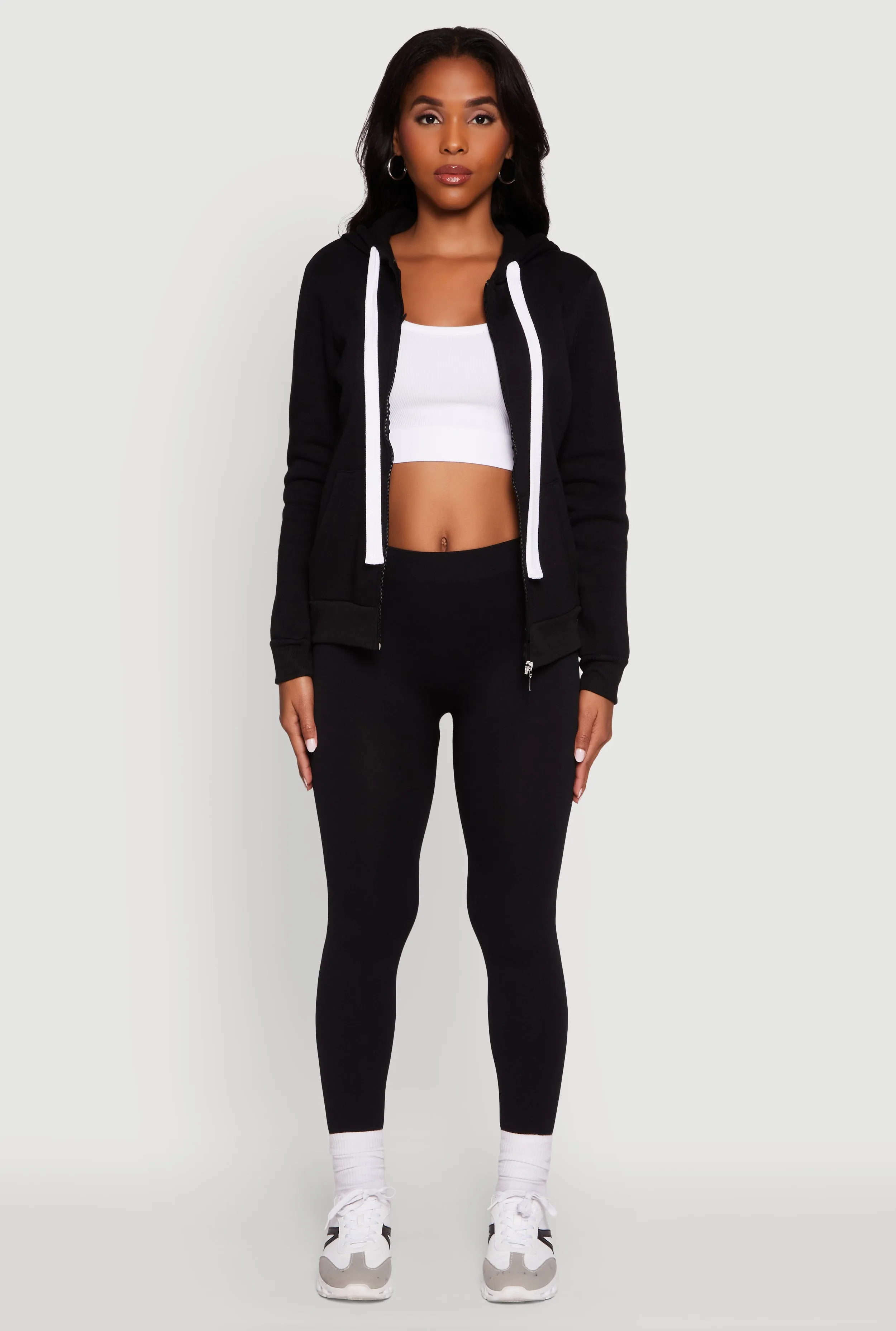 Zip Front Fleece Long Sleeve Hoodie sold by Rainbow product image thumbnail 3