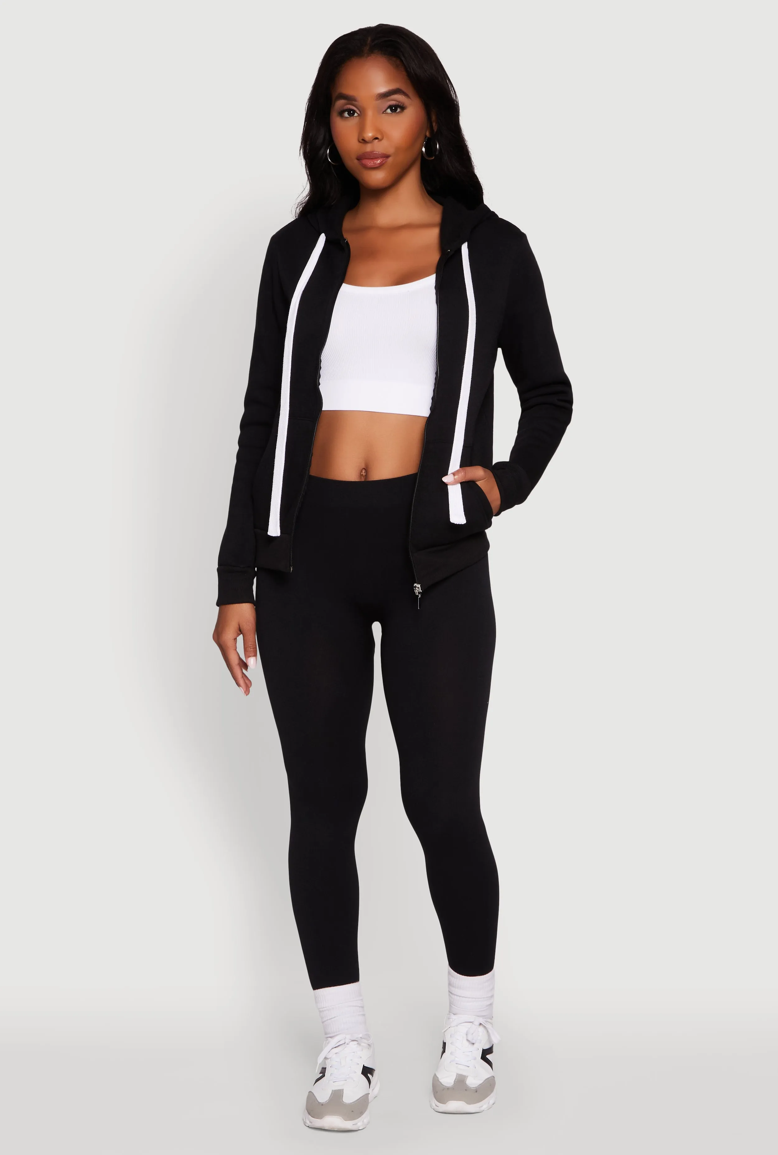 Zip Front Fleece Long Sleeve Hoodie sold by Rainbow