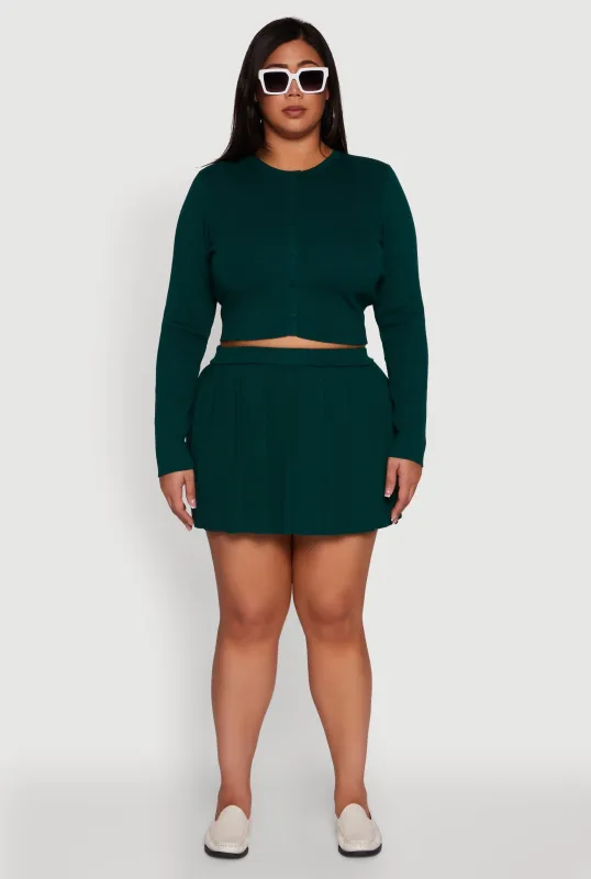 Plus Size High Waisted Solid Mini Pleated Skirt sold by Rainbow