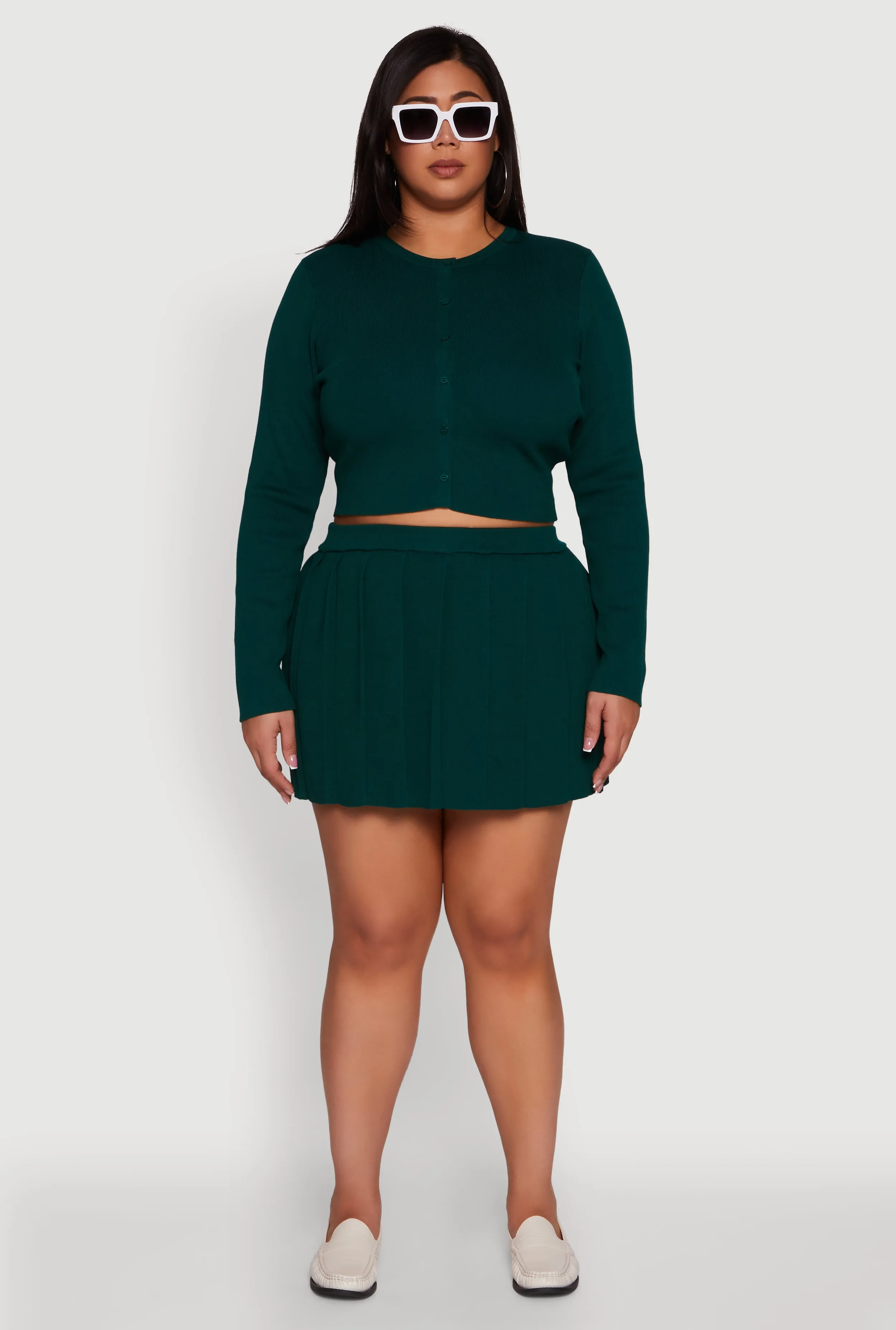 Plus Size High Waisted Solid Mini Pleated Skirt sold by Rainbow