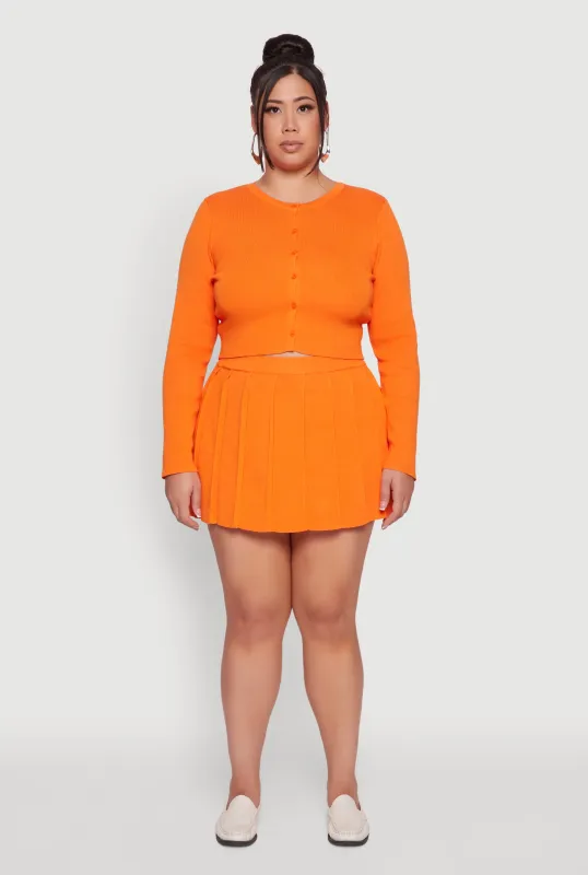 Plus Size High Waisted Solid Mini Pleated Skirt sold by Rainbow